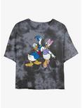 Disney Donald Duck And Daisy Womens Tie-Dye Crop T-Shirt, BLKCHAR, hi-res