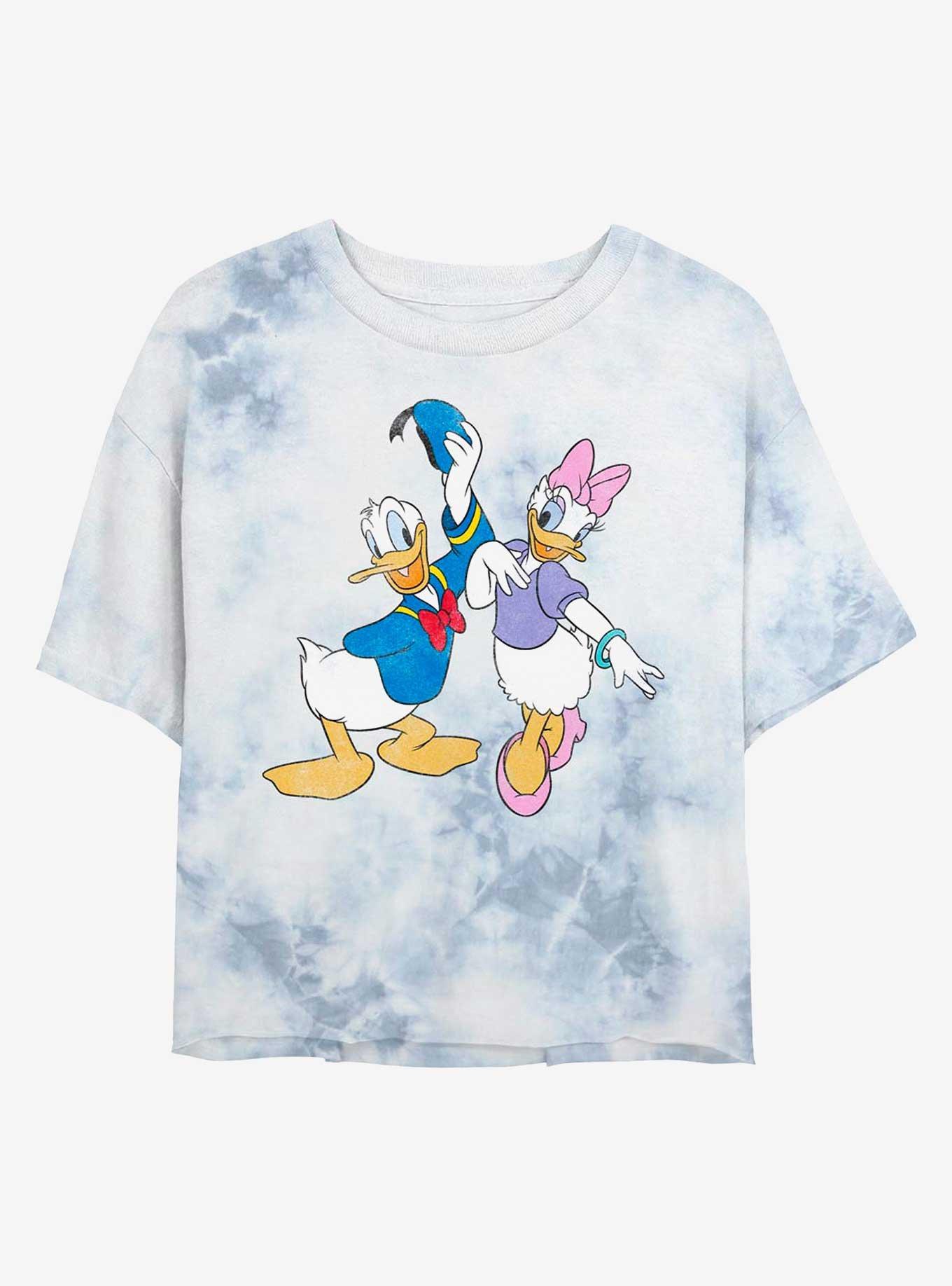 Disney Donald Duck And Daisy Womens Tie-Dye Crop T-Shirt, WHITEBLUE, hi-res