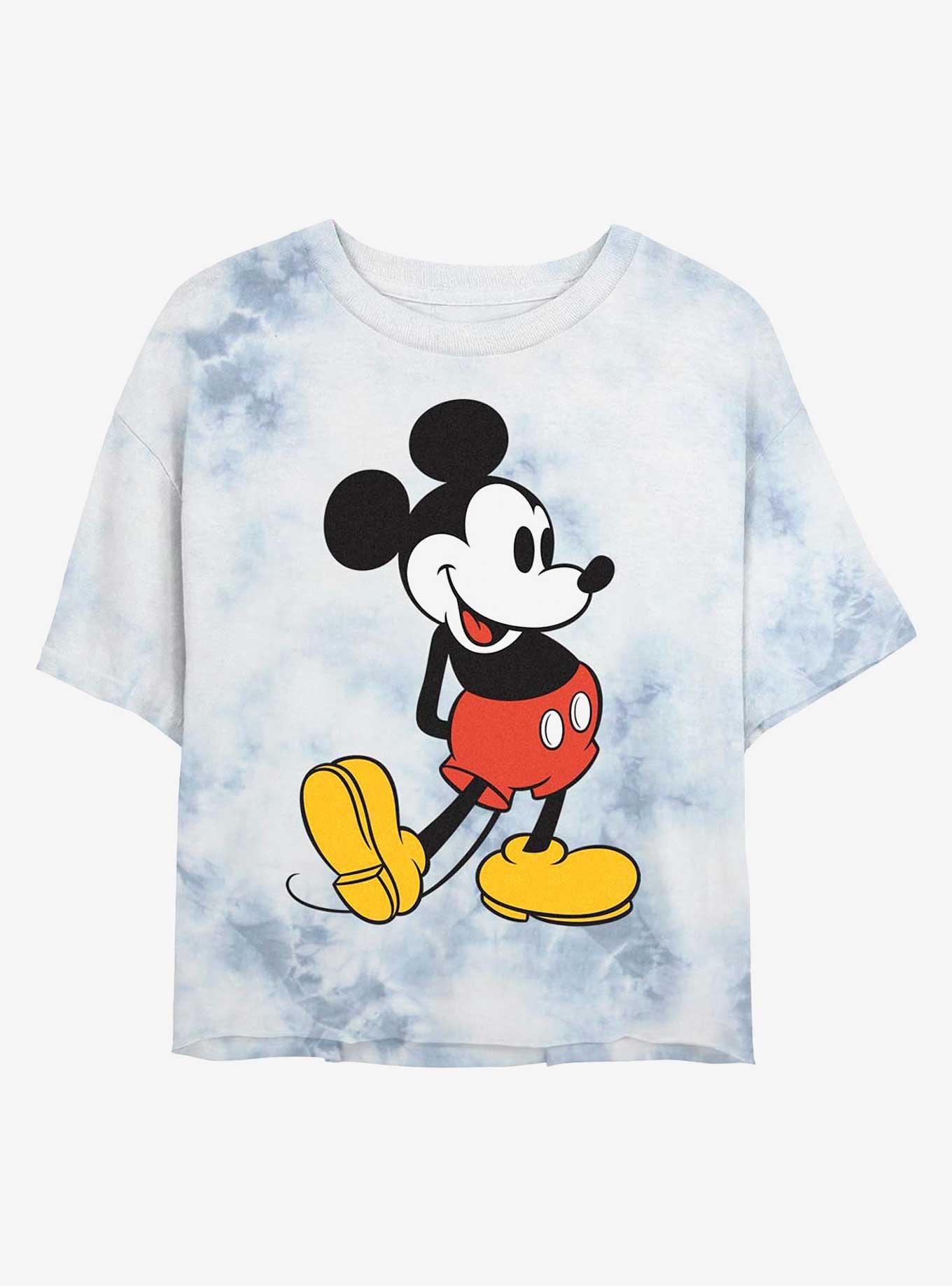 Disney Mickey Mouse Classic Womens Tie-Dye Crop T-Shirt, WHITEBLUE, hi-res