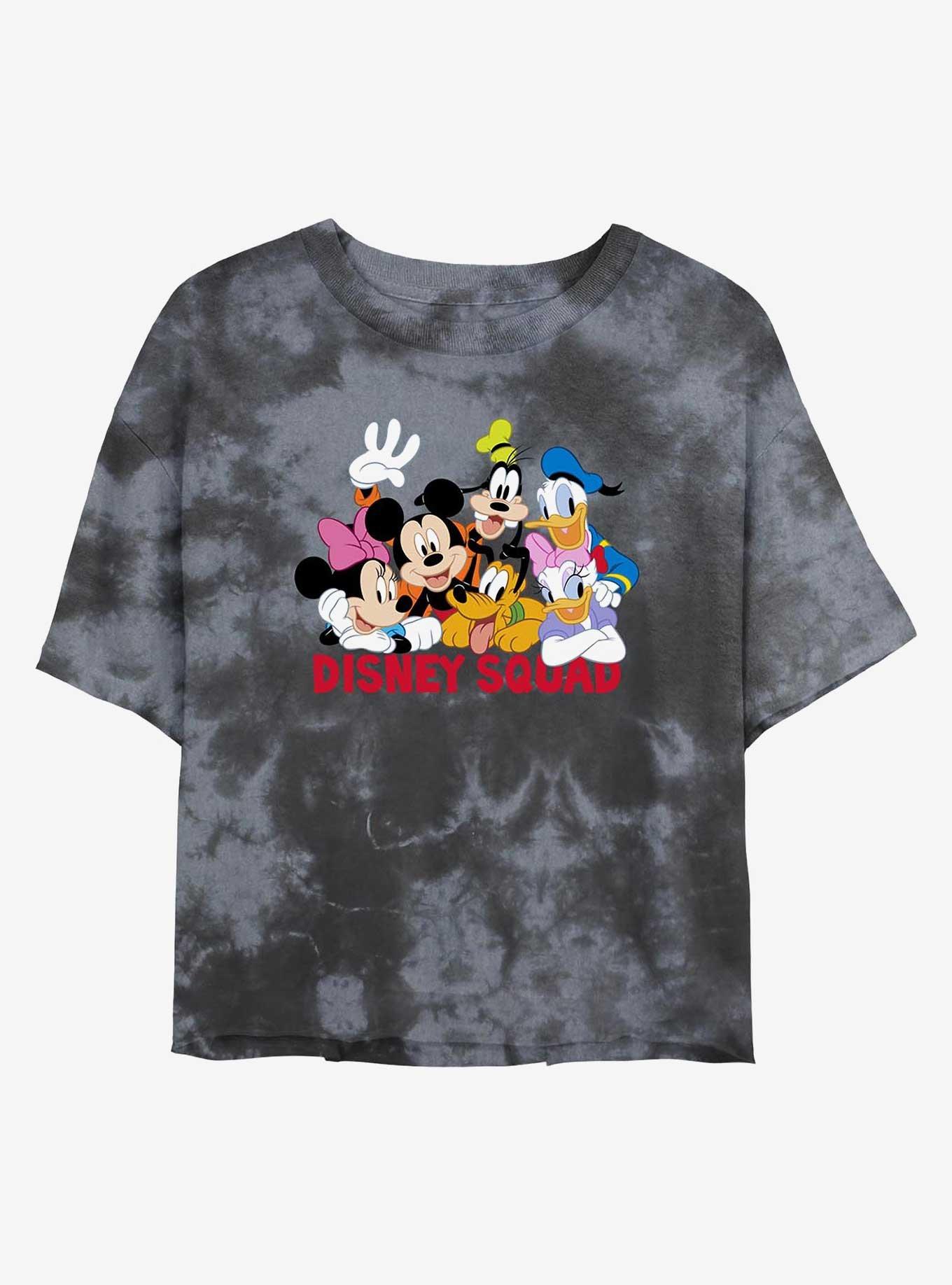 Disney Mickey Mouse Disney Squad Womens Tie-Dye Crop T-Shirt, BLKCHAR, hi-res