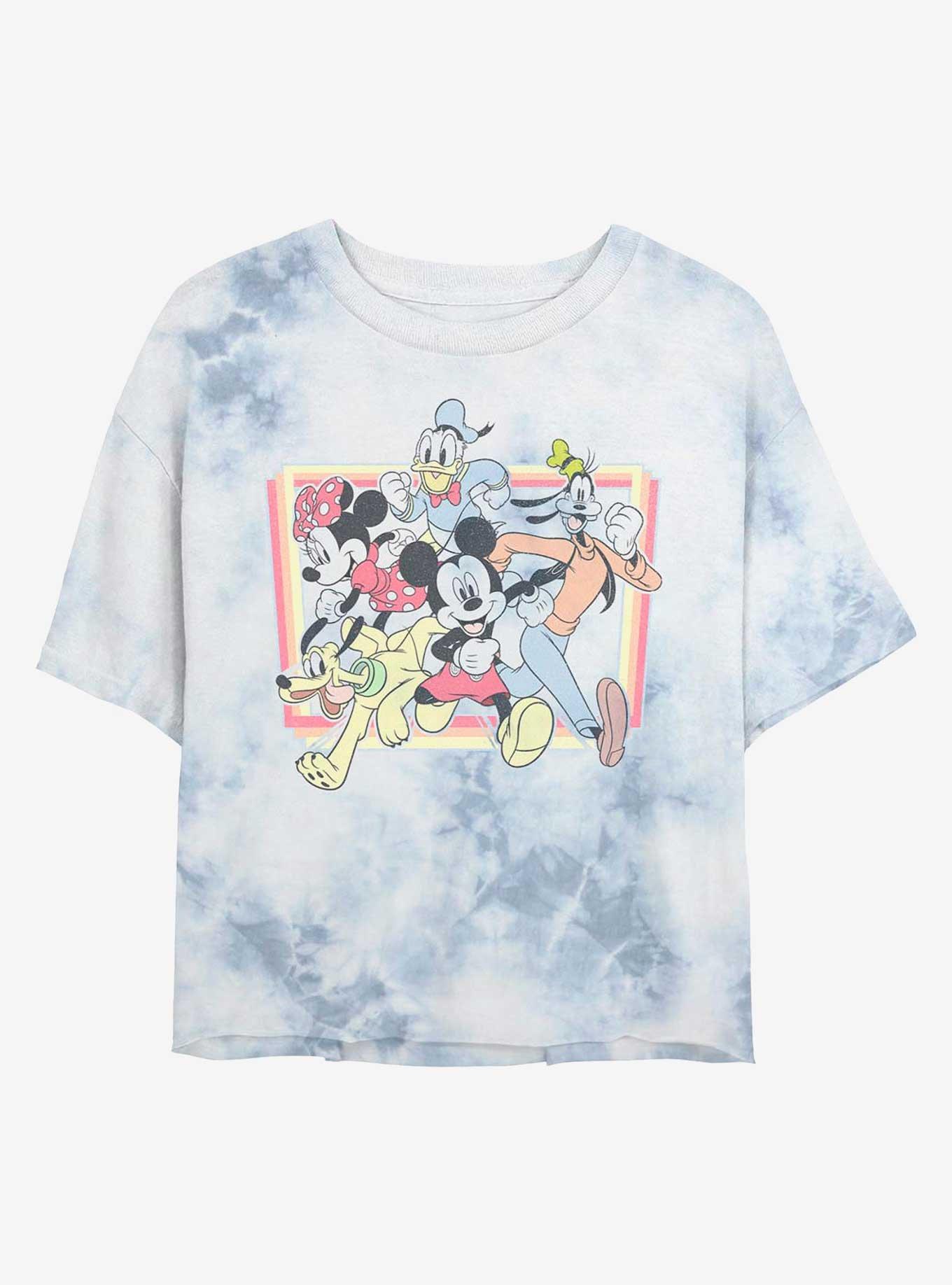 Disney Mickey Mouse Group Womens Tie-Dye Crop T-Shirt, WHITEBLUE, hi-res