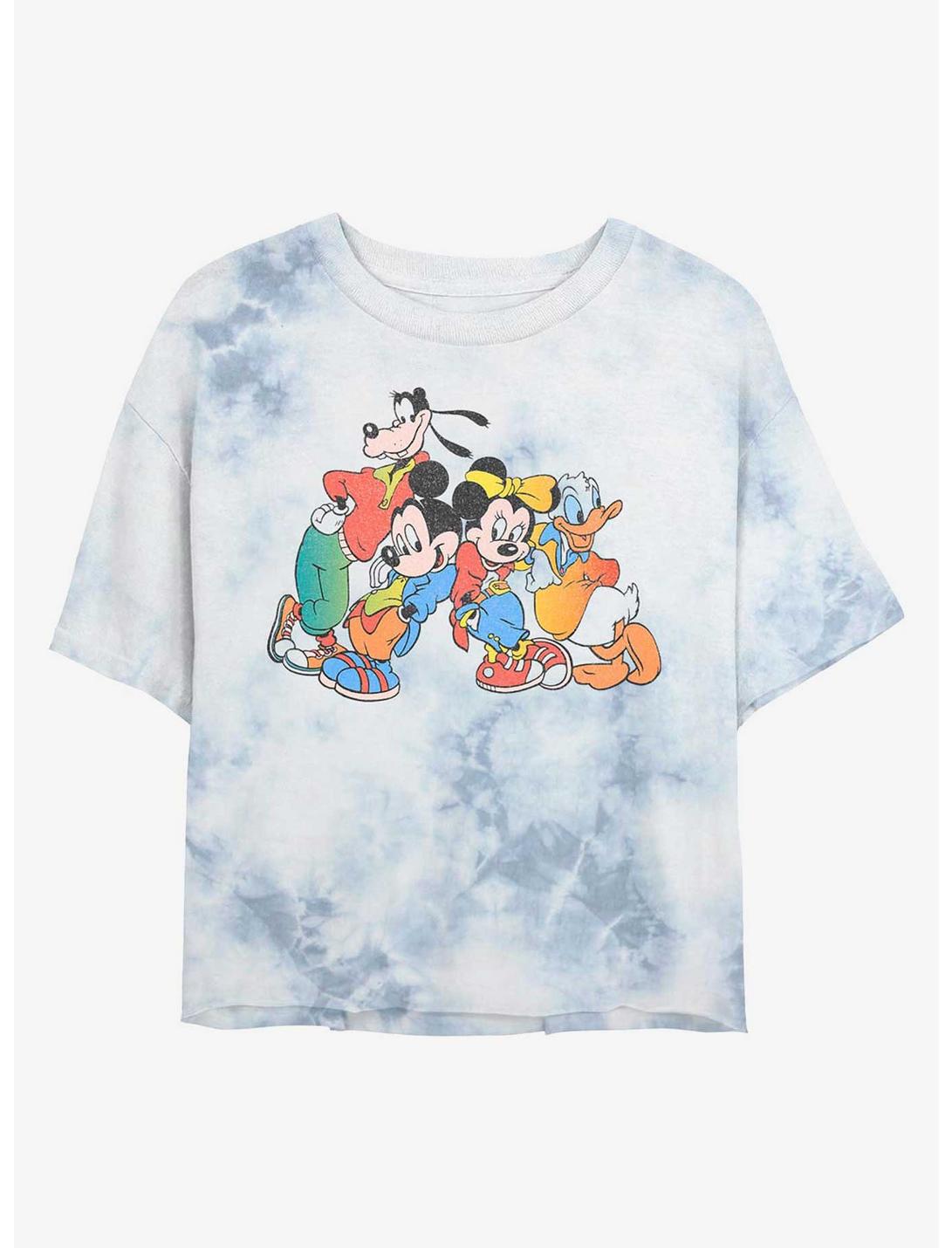 Disney Mickey Mouse And Friends Retro Womens Tie-Dye Crop T-Shirt, WHITEBLUE, hi-res