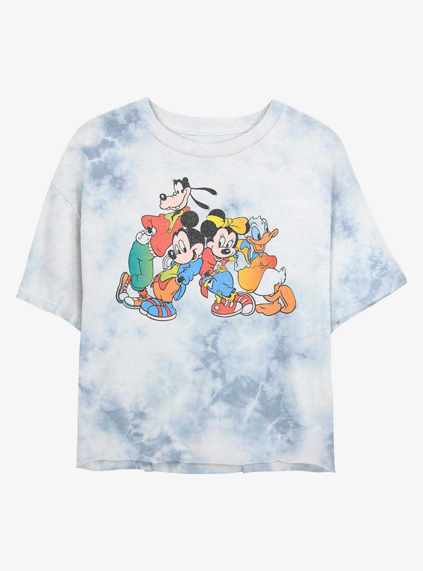 Disney Mickey Mouse And Friends Retro Womens Tie-Dye Crop T-Shirt, WHITEBLUE, hi-res