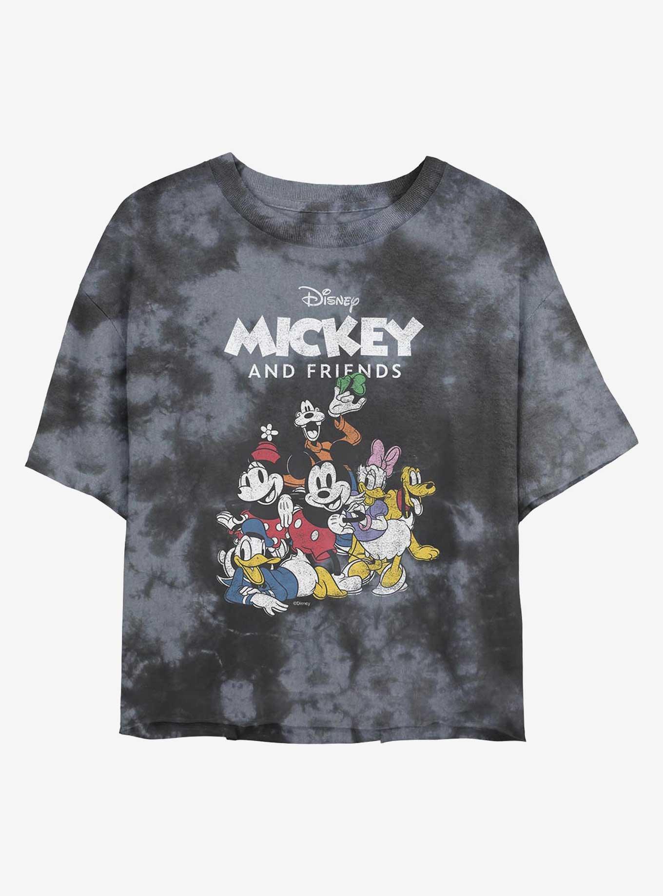 Disney Mickey Mouse And Friends Womens Tie-Dye Crop T-Shirt, BLKCHAR, hi-res