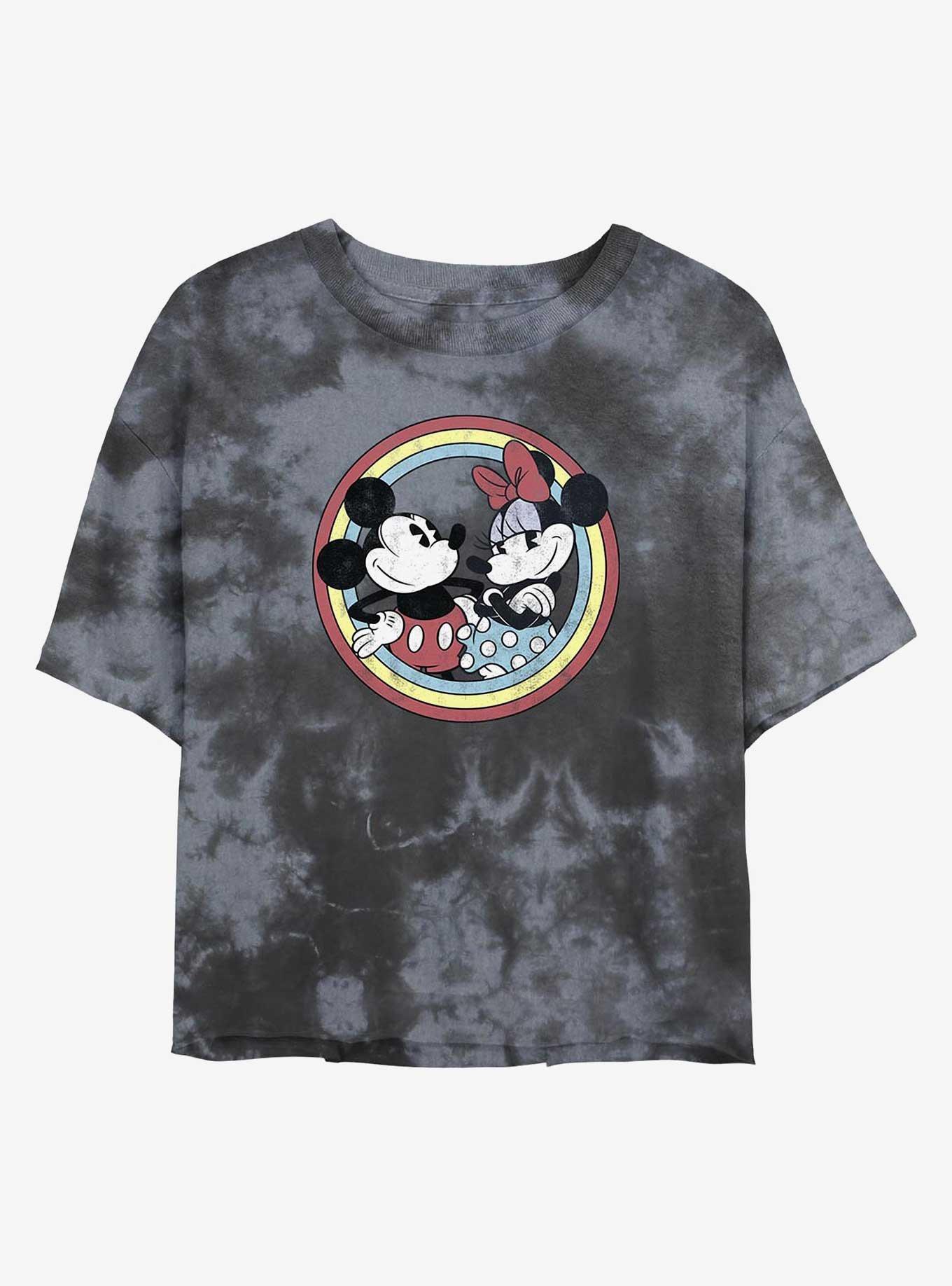 Disney Mickey Mouse And Minnie Circle Womens Tie-Dye Crop T-Shirt, , hi-res