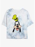 Disney Goofy Big Face Womens Tie-Dye Crop T-Shirt, WHITEBLUE, hi-res
