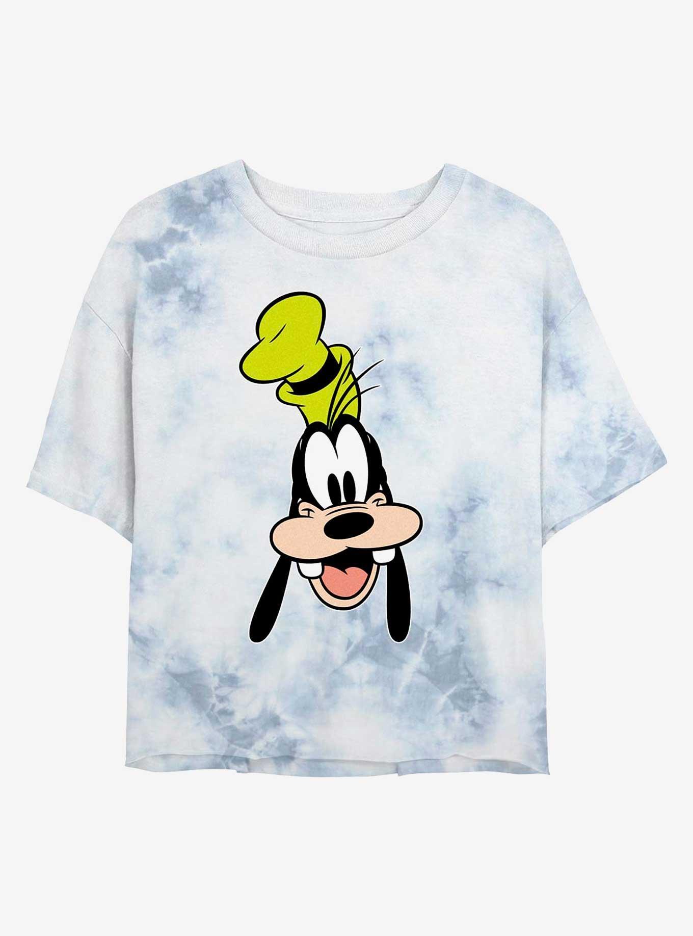 Disney Goofy Big Face Womens Tie-Dye Crop T-Shirt, WHITEBLUE, hi-res