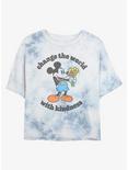 Disney Mickey Mouse Kindness Womens Tie-Dye Crop T-Shirt, WHITEBLUE, hi-res