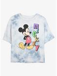 Disney Mickey Mouse Retro Name Womens Tie-Dye Crop T-Shirt, WHITEBLUE, hi-res