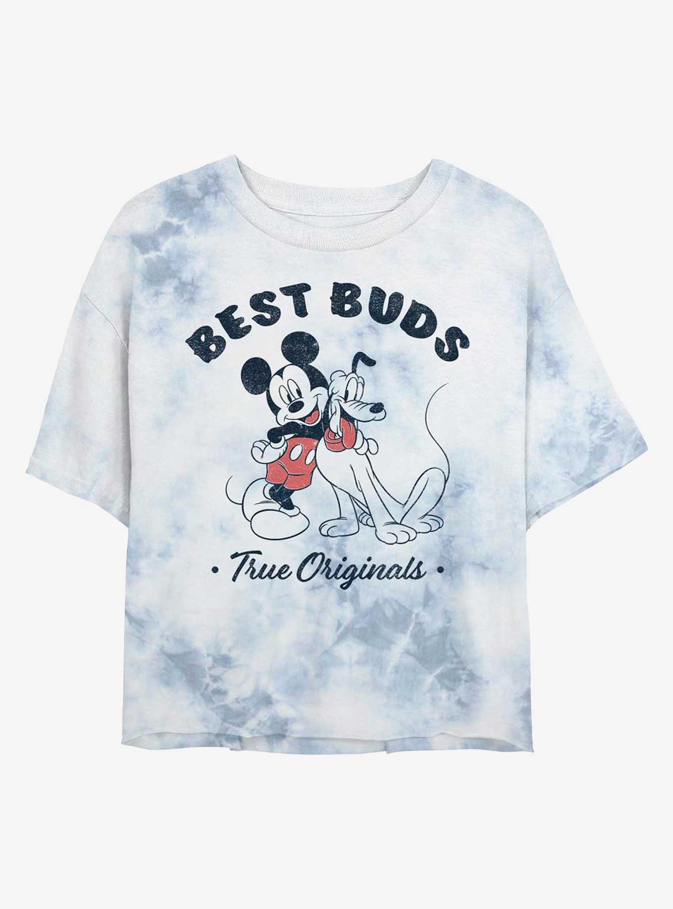 Disney Mickey Mouse Vintage Best Buds Womens Tie-Dye Crop T-Shirt, WHITEBLUE, hi-res