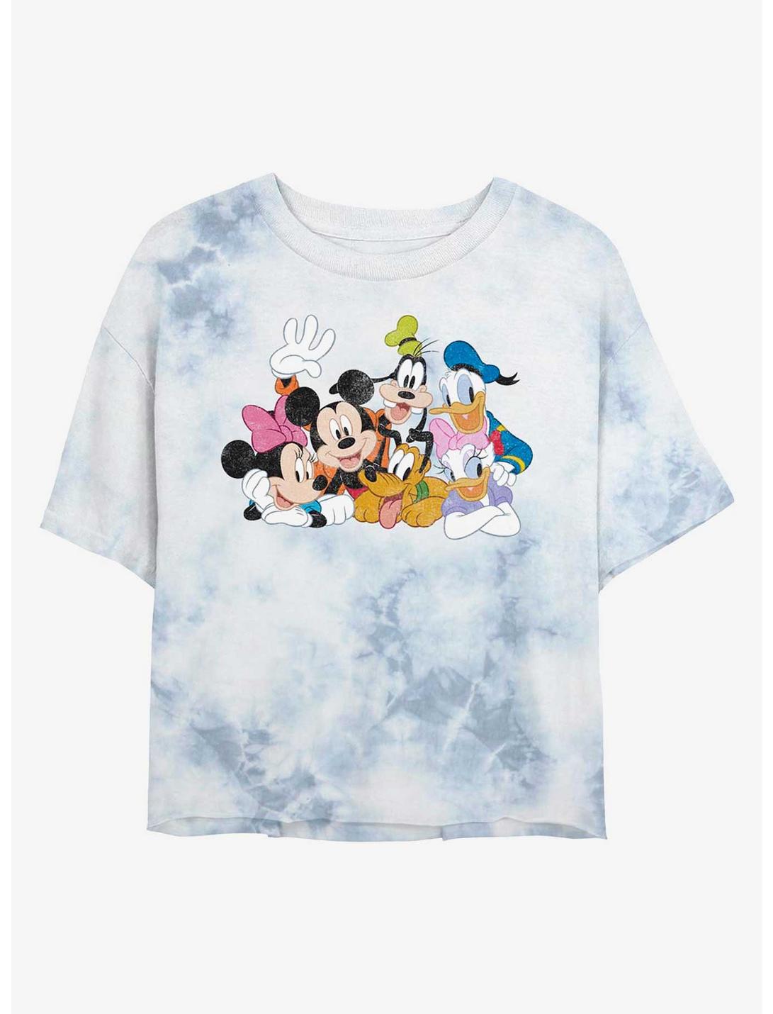 Disney Mickey Mouse And Friends Womens Tie-Dye Crop T-Shirt, WHITEBLUE, hi-res