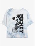 Disney Mickey Mouse Vertical Collegiate Womens Tie-Dye Crop T-Shirt, WHITEBLUE, hi-res