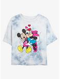 Disney Mickey Mouse And Minnie Love Womens Tie-Dye Crop T-Shirt, WHITEBLUE, hi-res