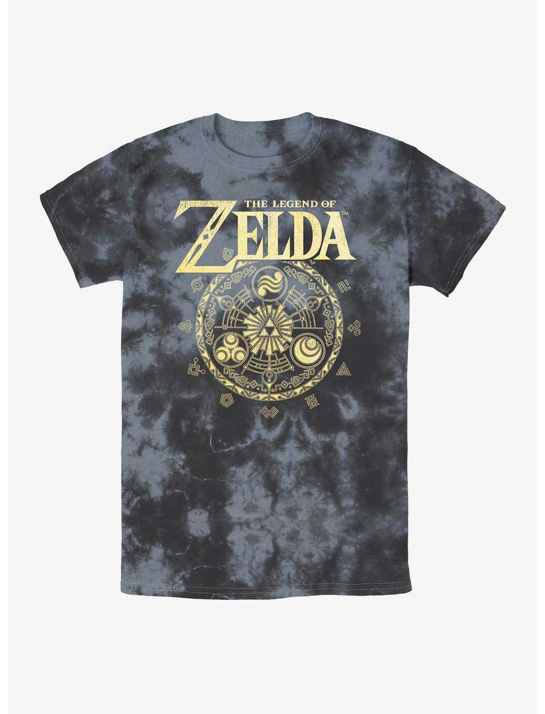 Nintendo The Legend Of Zelda Element Circle Tie-Dye T-Shirt, BLKCHAR, hi-res