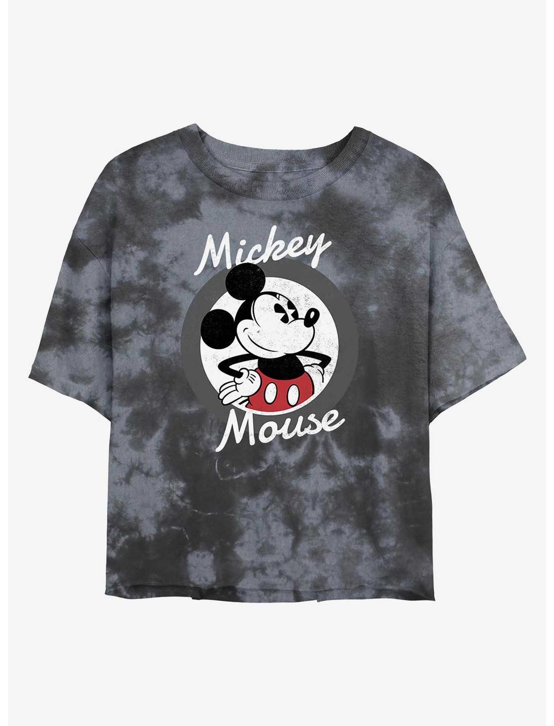 Disney Mickey Mouse Original Womens Tie-Dye Crop T-Shirt, BLKCHAR, hi-res