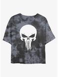 Marvel Punisher Logo Womens Tie-Dye Crop T-Shirt, BLKCHAR, hi-res