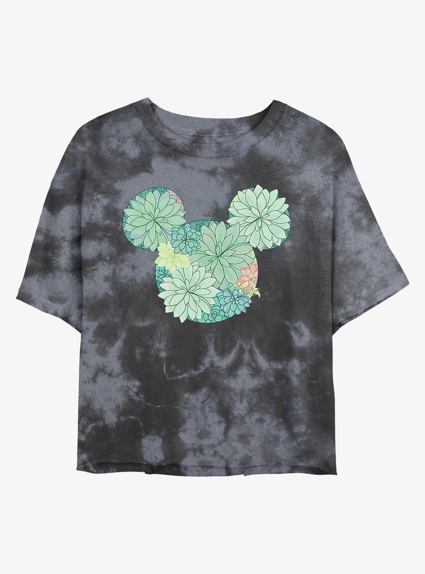 Disney Mickey Mouse Succulents Womens Tie-Dye Crop T-Shirt, , hi-res