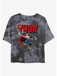 Marvel Thor Mighty Throw Womens Tie-Dye Crop T-Shirt, BLKCHAR, hi-res