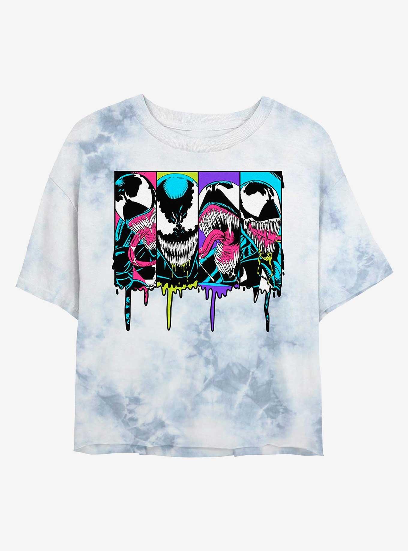 Marvel Venom Neon Drip Womens Tie-Dye Crop T-Shirt, , hi-res