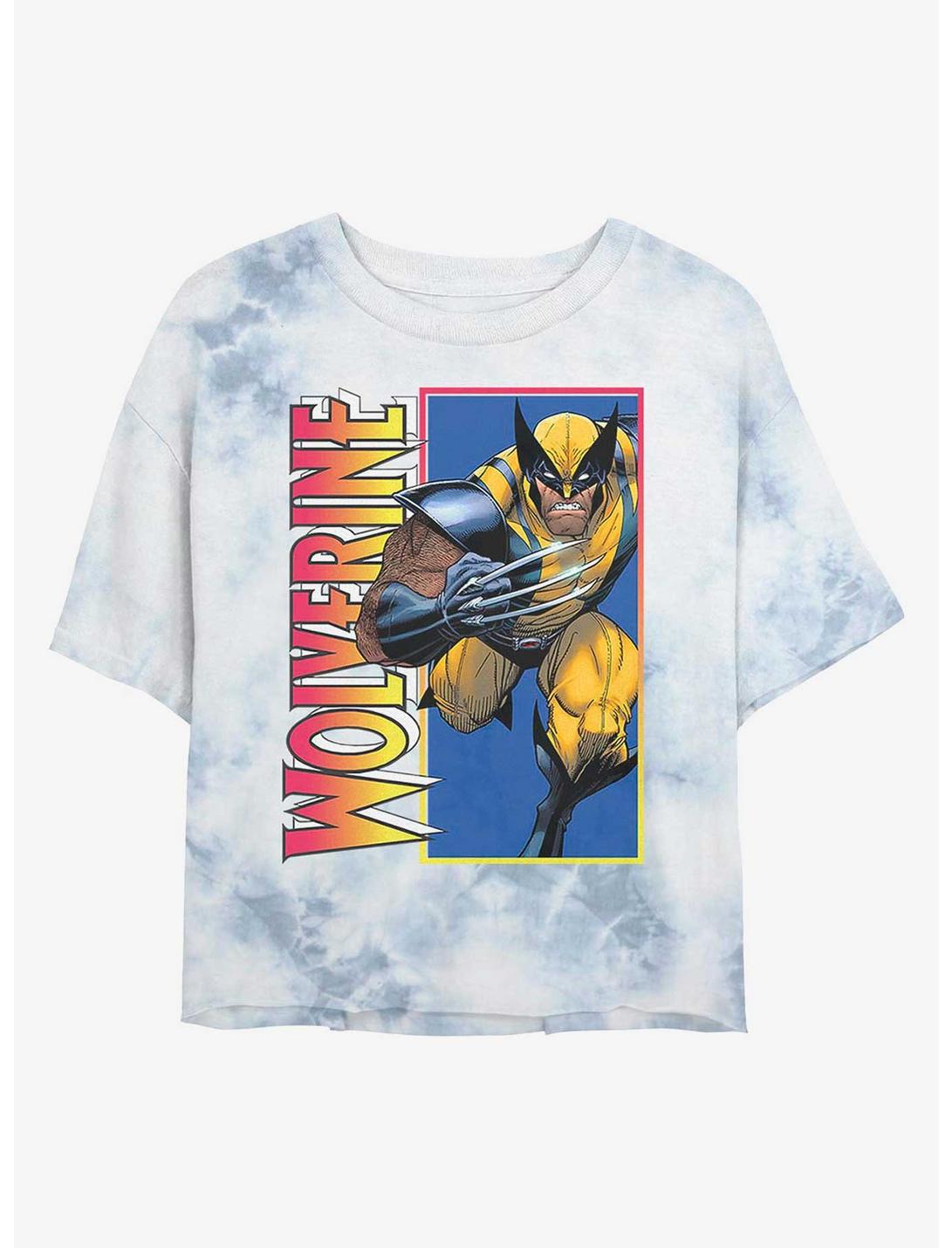 Marvel X-Men Wolverine Classic Womens Tie-Dye Crop T-Shirt, WHITEBLUE, hi-res