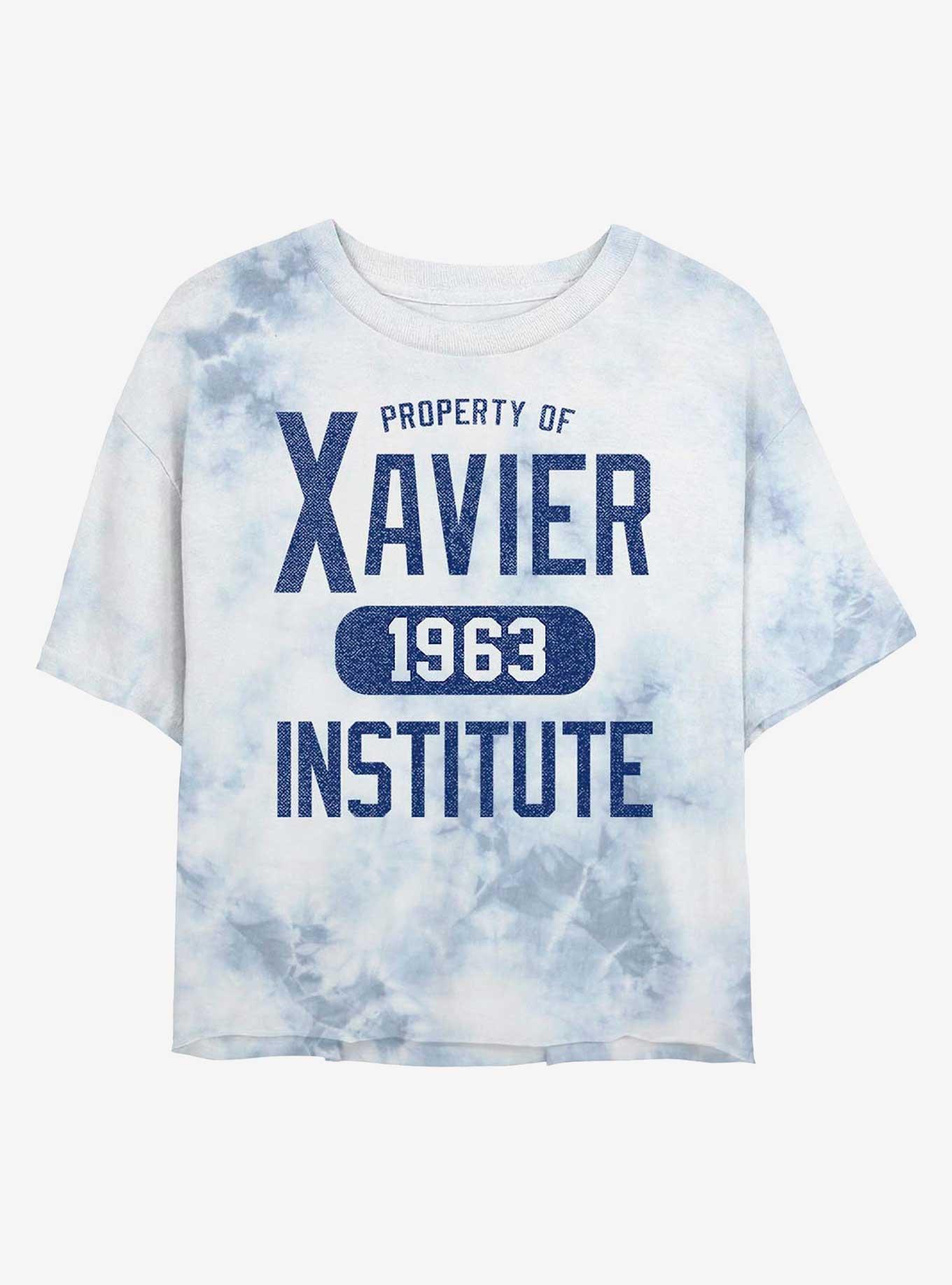 Marvel X-Men Xavier Institute Womens Tie-Dye Crop T-Shirt, WHITEBLUE, hi-res