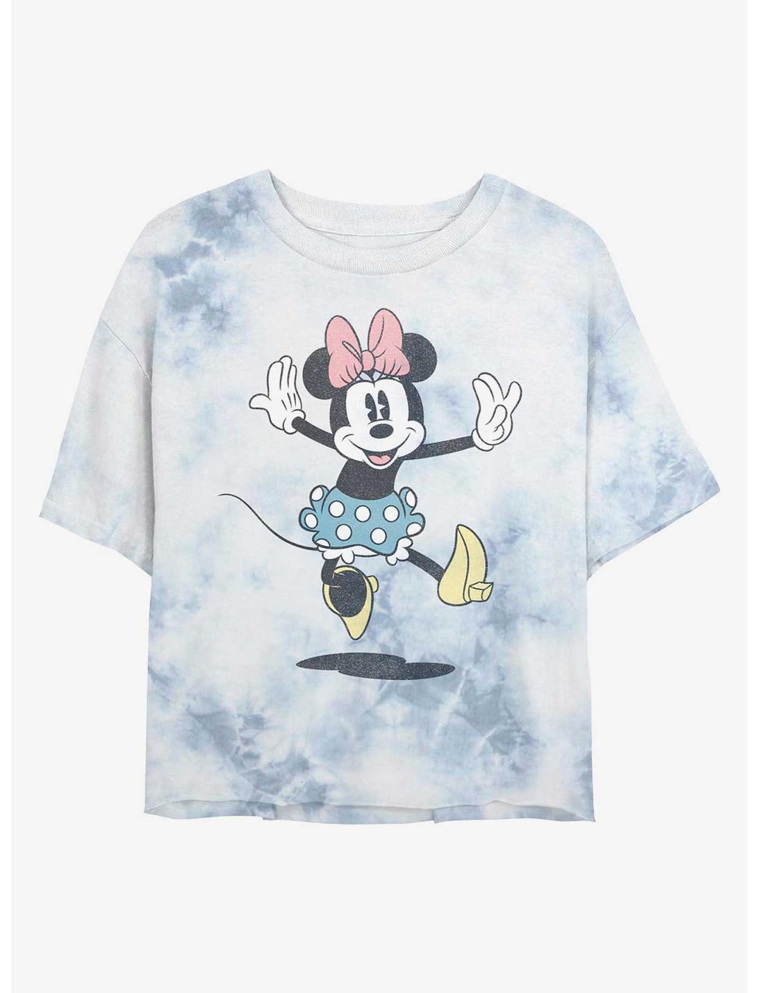 Disney Minnie Mouse Jump Womens Tie-Dye Crop T-Shirt, WHITEBLUE, hi-res
