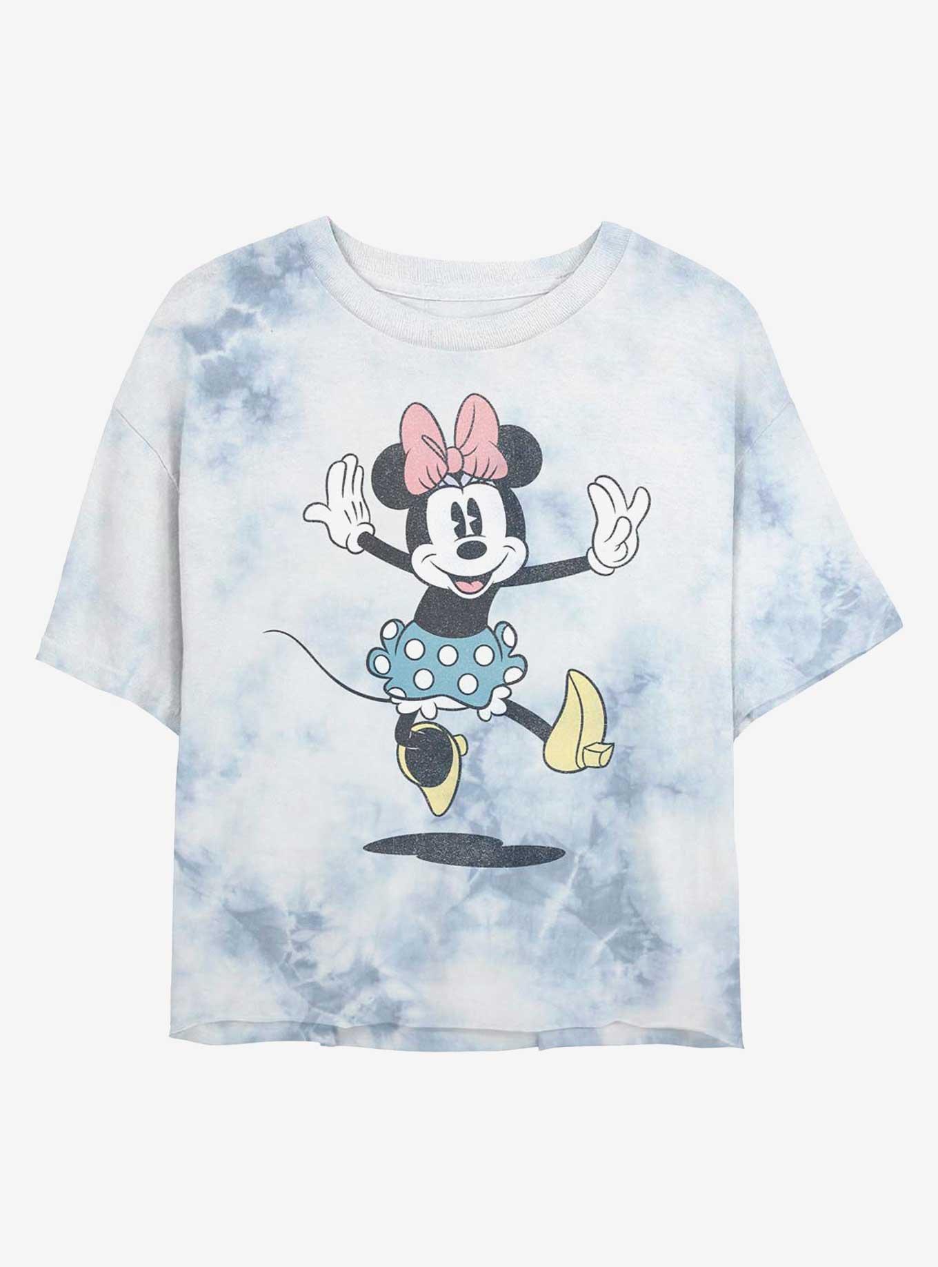 Disney Minnie Mouse Jump Womens Tie-Dye Crop T-Shirt, WHITEBLUE, hi-res