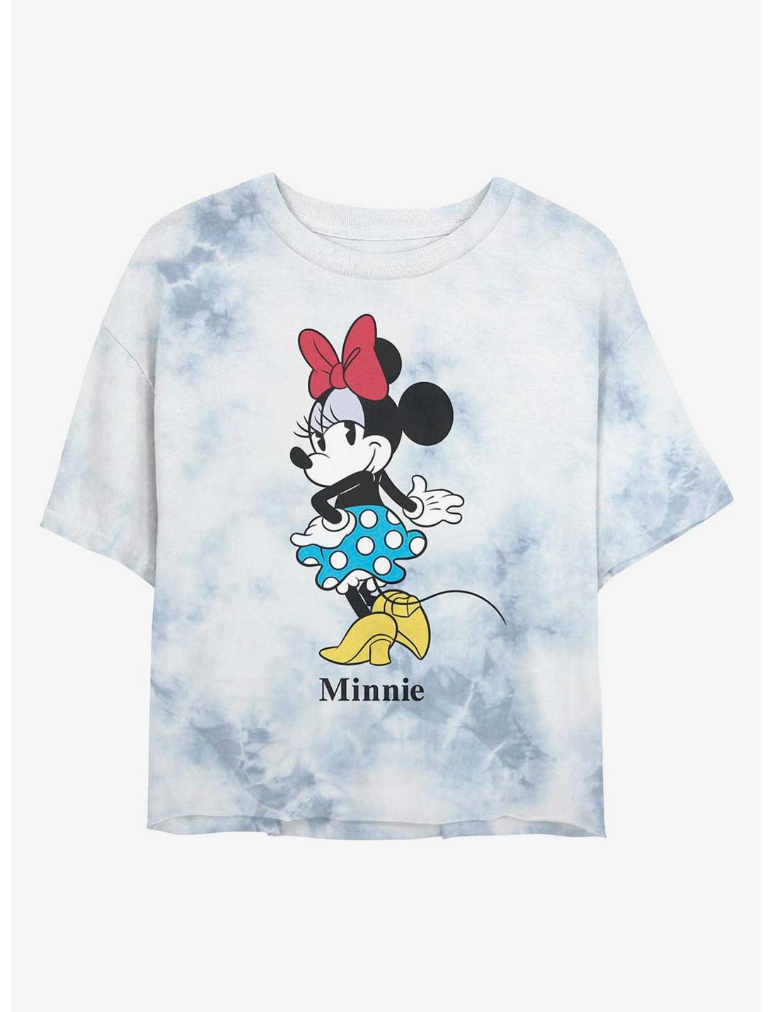 Disney Minnie Mouse Classic Womens Tie-Dye Crop T-Shirt, WHITEBLUE, hi-res