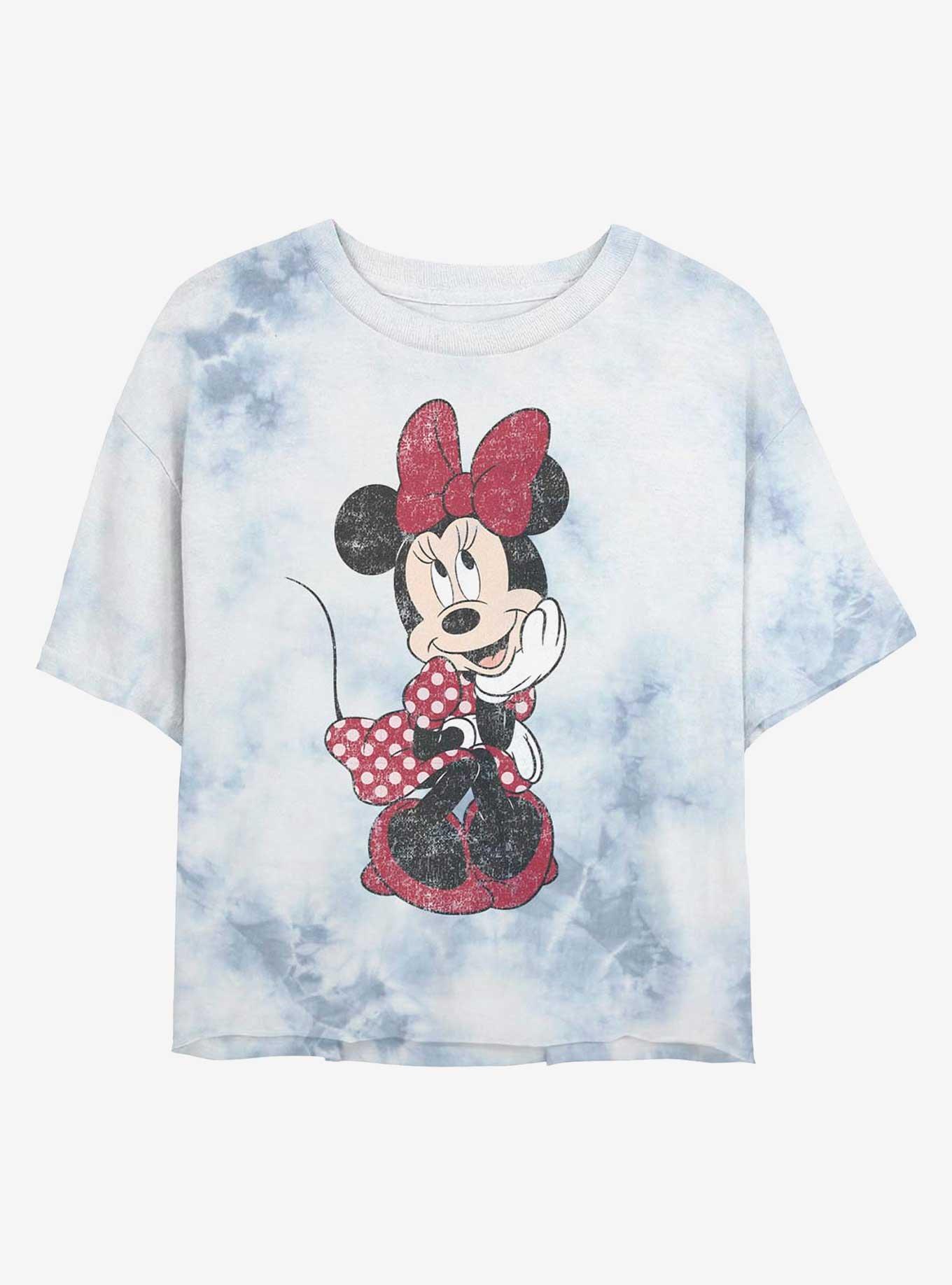 Disney Minnie Mouse Classic Traditional Womens Tie-Dye Crop T-Shirt, WHITEBLUE, hi-res