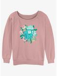 Adventure Time BMO Flowers Girls Slouchy Sweatshirt, DESERTPNK, hi-res