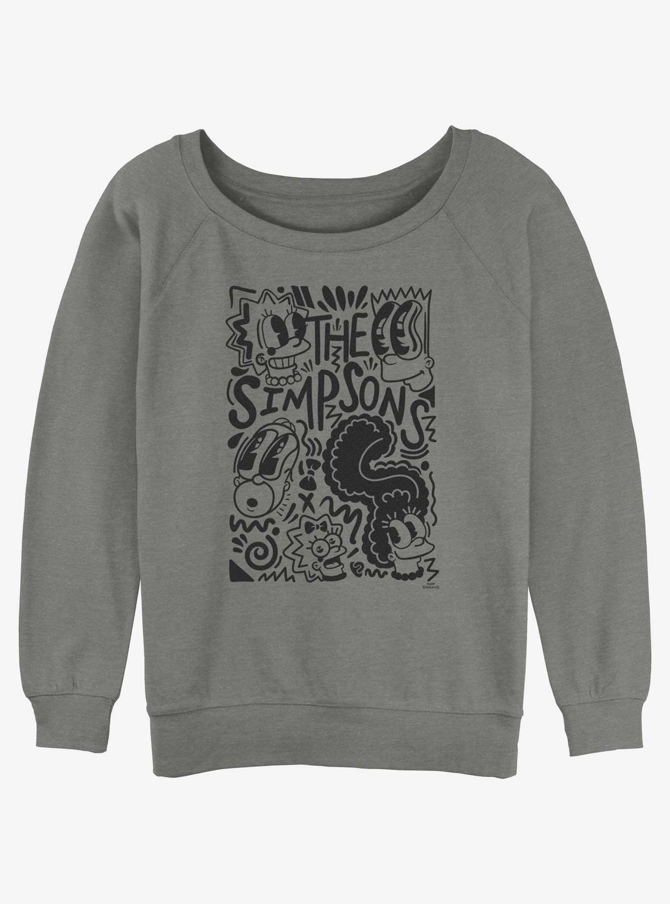 The Simpsons Pop Art Family Girls Slouchy Sweatshirt, GRAY HTR, hi-res