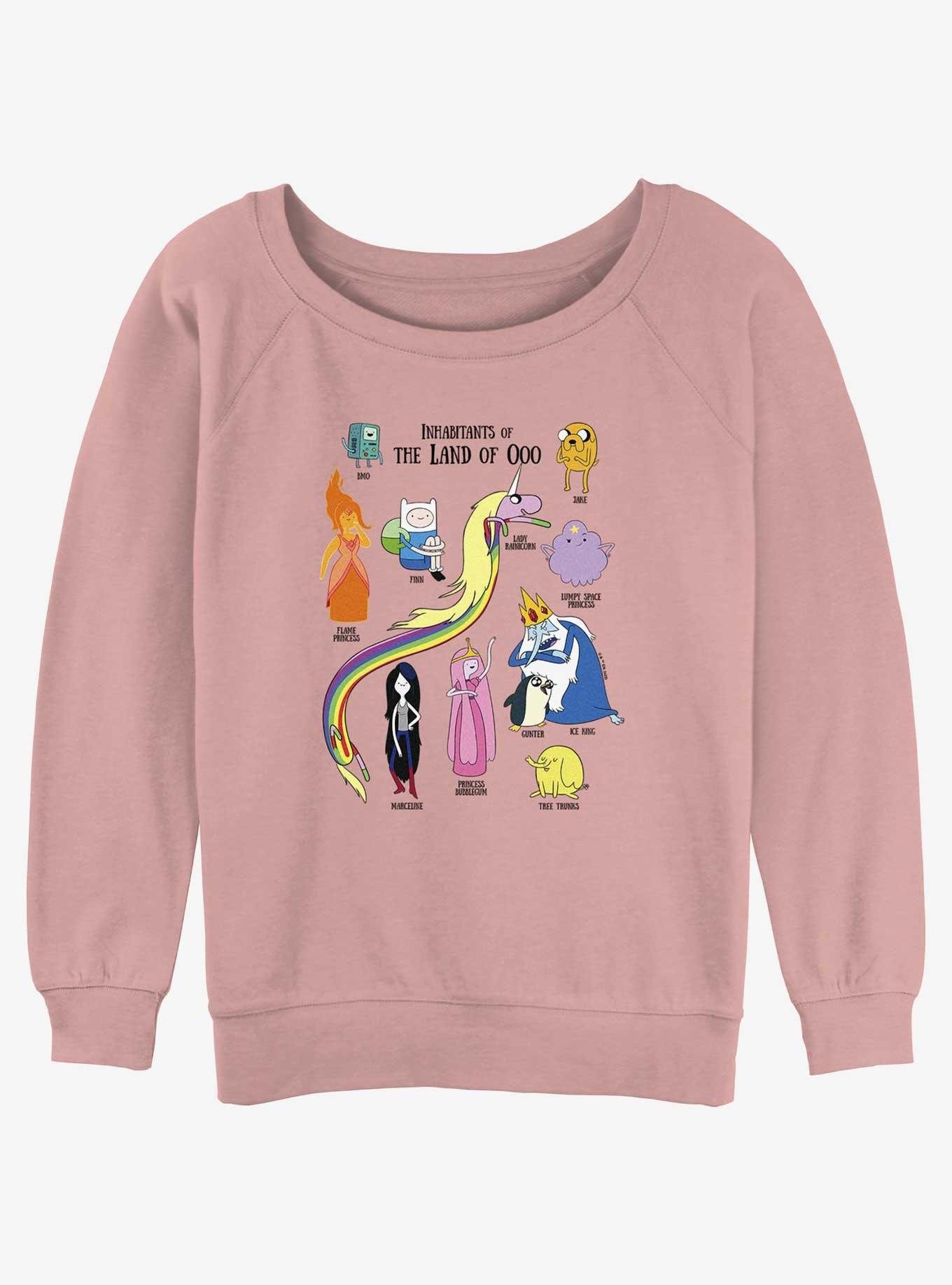 Adventure Time Land of Ooo Inhabitants Girls Slouchy Sweatshirt, DESERTPNK, hi-res
