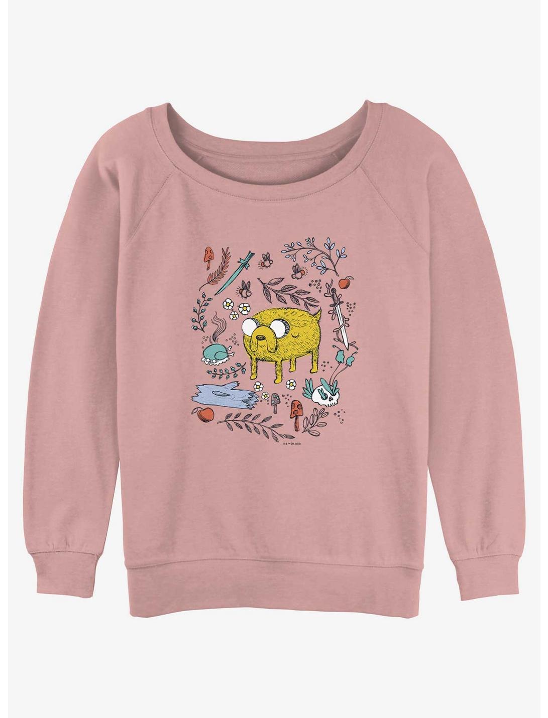 Adventure Time Jake Sketch Girls Slouchy Sweatshirt, DESERTPNK, hi-res