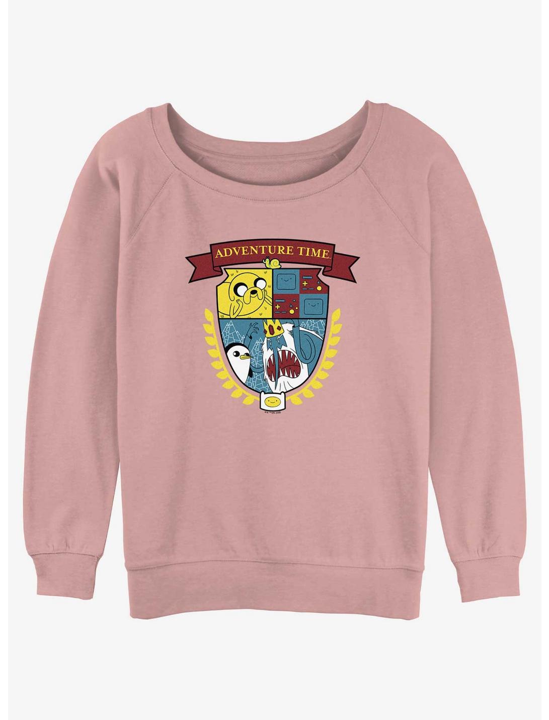 Adventure Time Adventure Shield Girls Slouchy Sweatshirt, DESERTPNK, hi-res