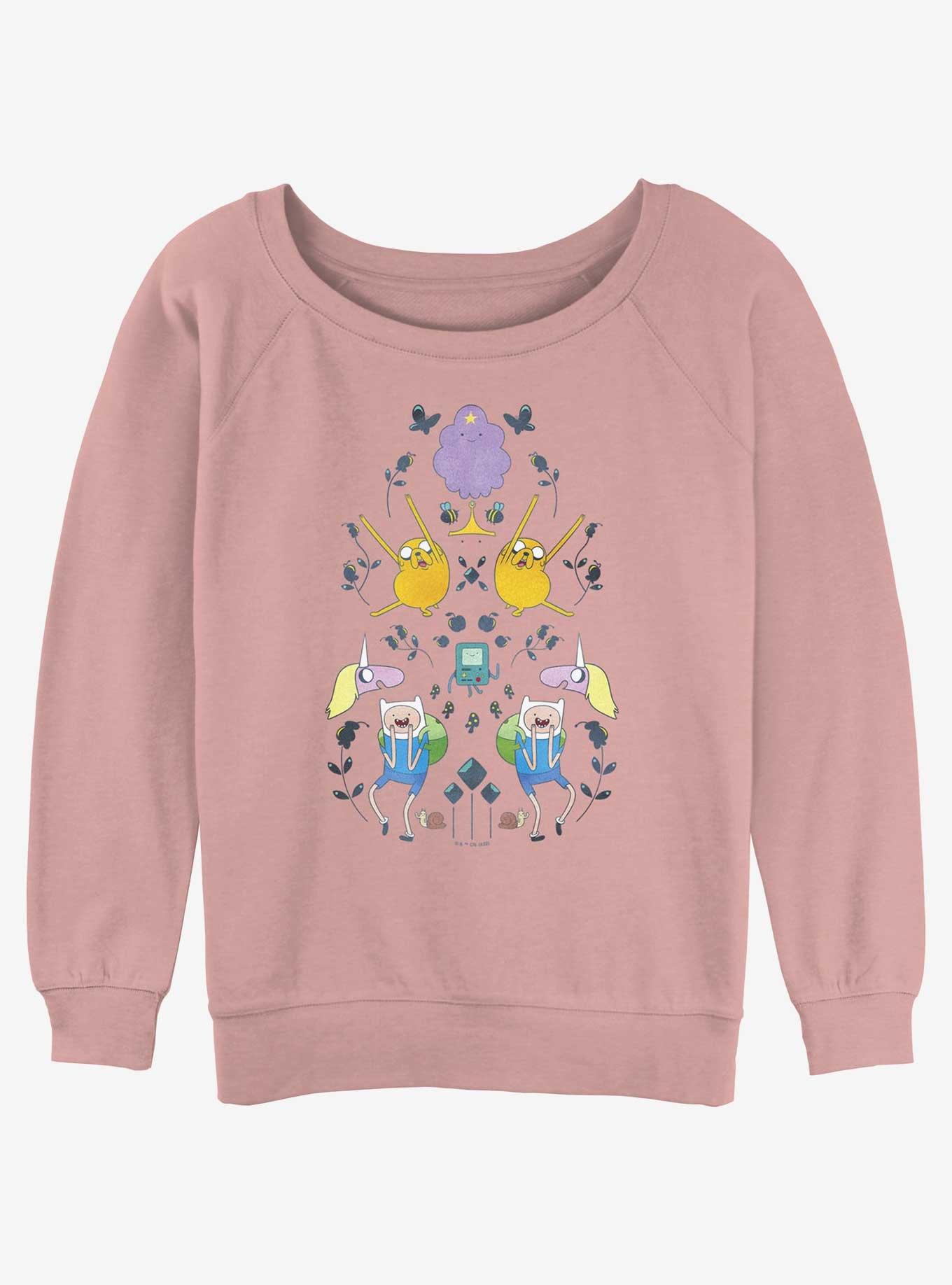 Adventure Time Finn and Friends Symmetry Tower Girls Slouchy Sweatshirt, DESERTPNK, hi-res