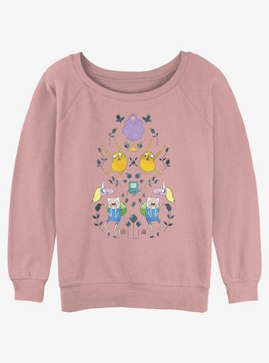 Adventure Time Finn and Friends Symmetry Tower Slouchy Sweatshirt PINK | Hot Topic