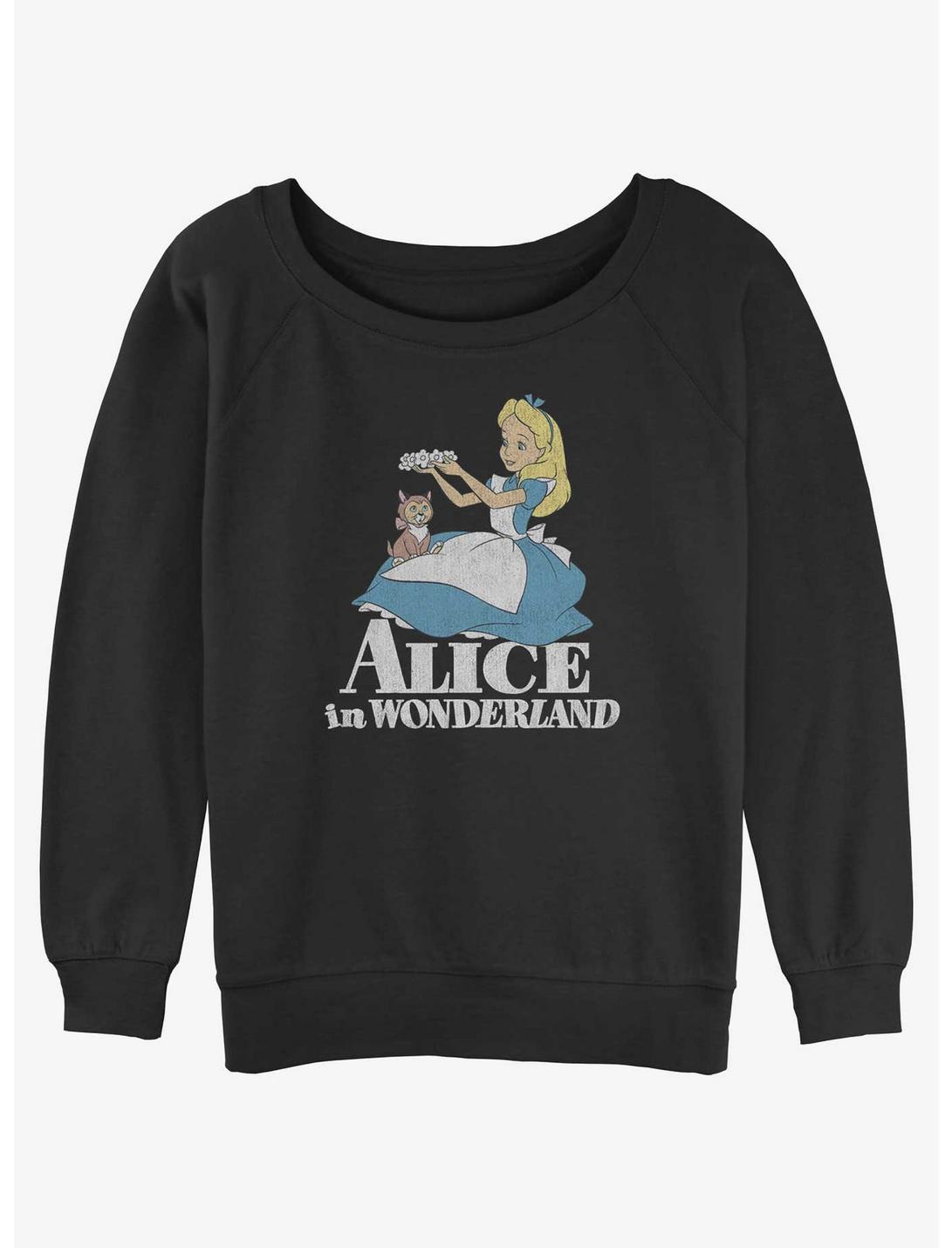 Disney Alice in Wonderland Alice and Dinah Girls Slouchy Sweatshirt, BLACK, hi-res