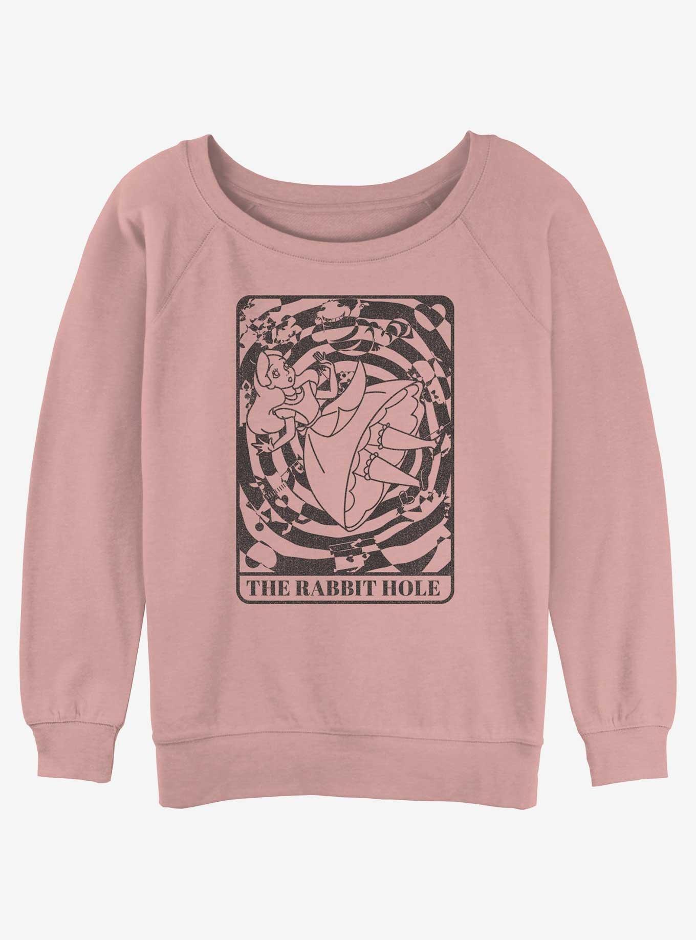 Disney Alice in Wonderland Rabbit Hole Card Girls Slouchy Sweatshirt, DESERTPNK, hi-res