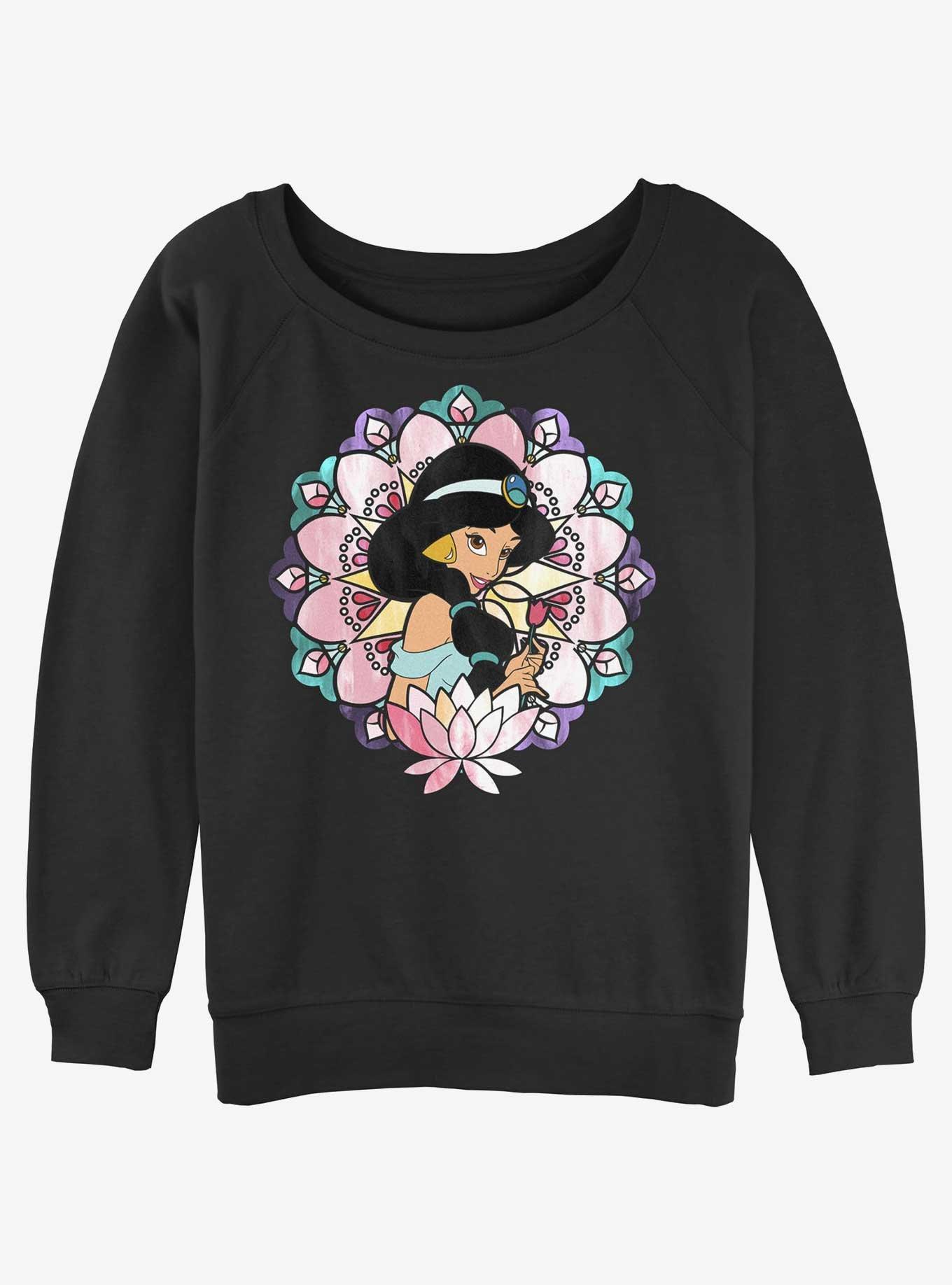 Disney Aladdin Glass Mandala Jasmine Girls Slouchy Sweatshirt BLACK Hot Topic