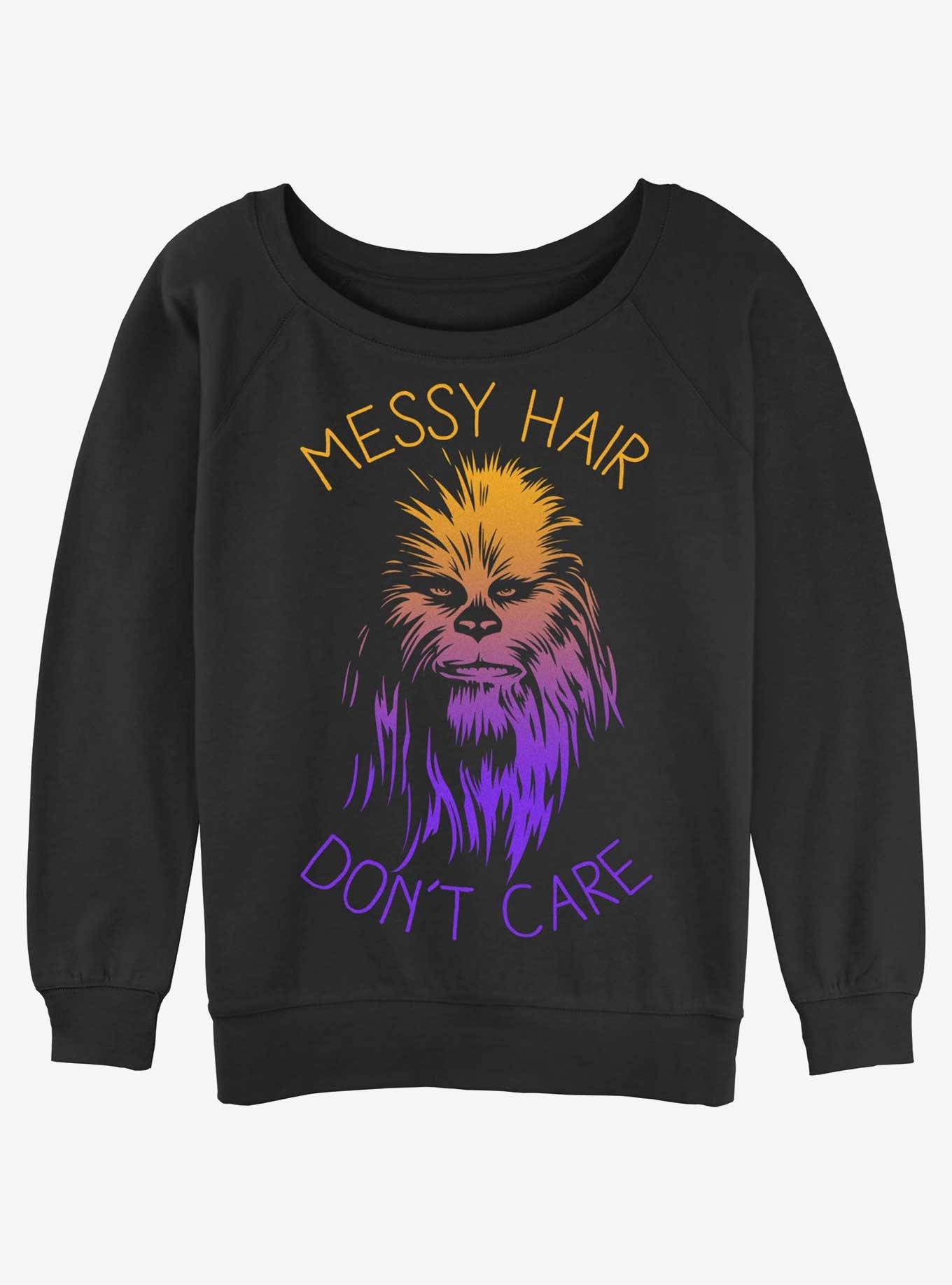 Star Wars Chewie Messy Hair Girls Slouchy Sweatshirt, BLACK, hi-res