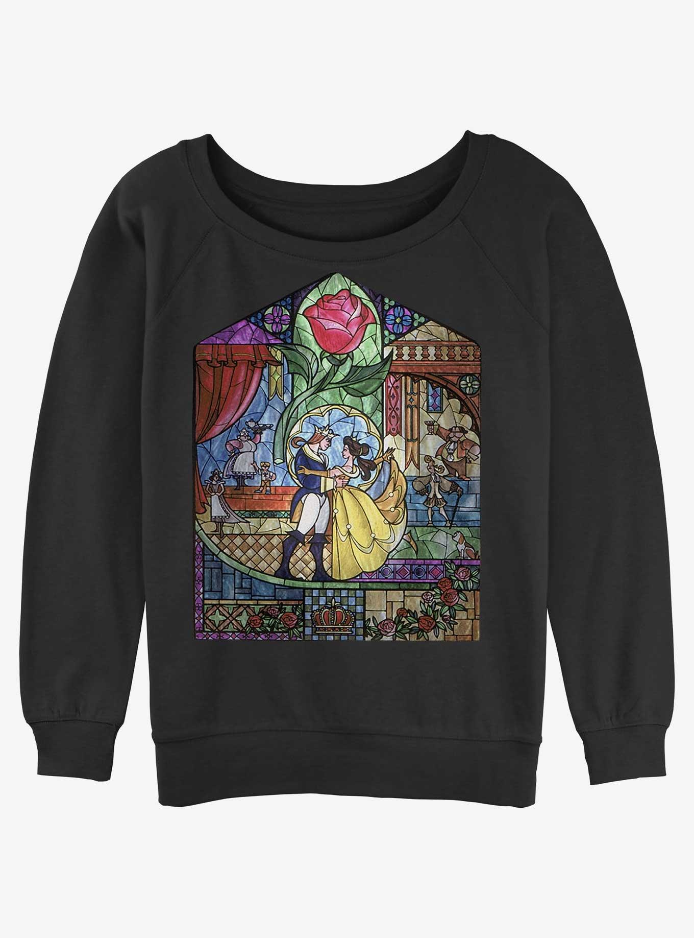 Disney Beauty and the Beast Glass Dance Girls Slouchy Sweatshirt, BLACK, hi-res
