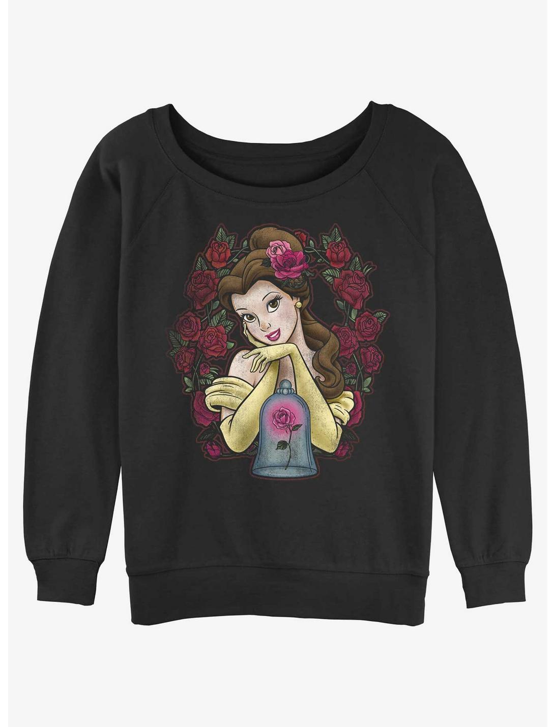 Disney Beauty and the Beast Rose Belle Girls Slouchy Sweatshirt, BLACK, hi-res