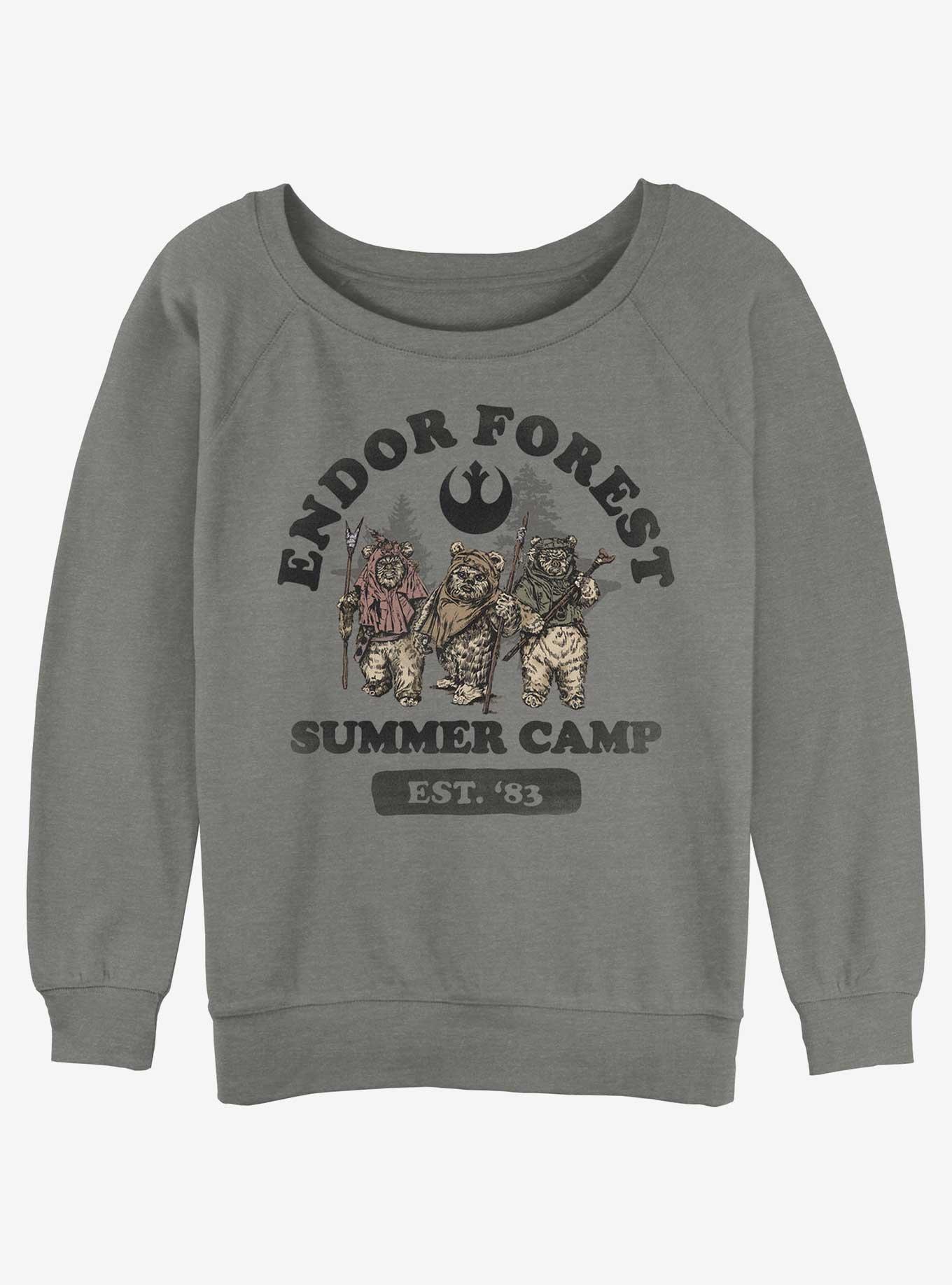 Star Wars Endor Summer Camp Girls Slouchy Sweatshirt, GRAY HTR, hi-res