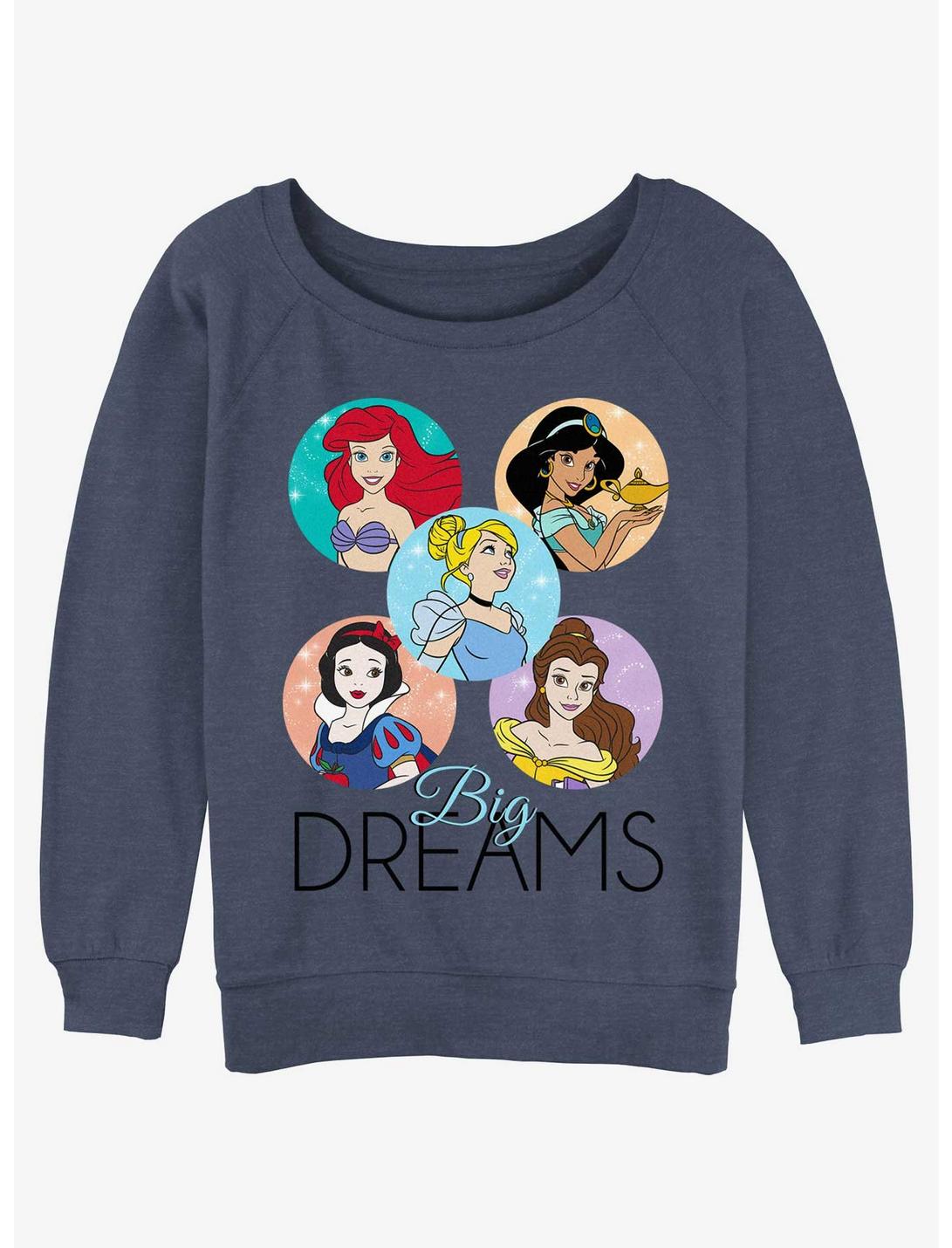 Disney Princesses Big Dreams Girls Slouchy Sweatshirt, BLUEHTR, hi-res