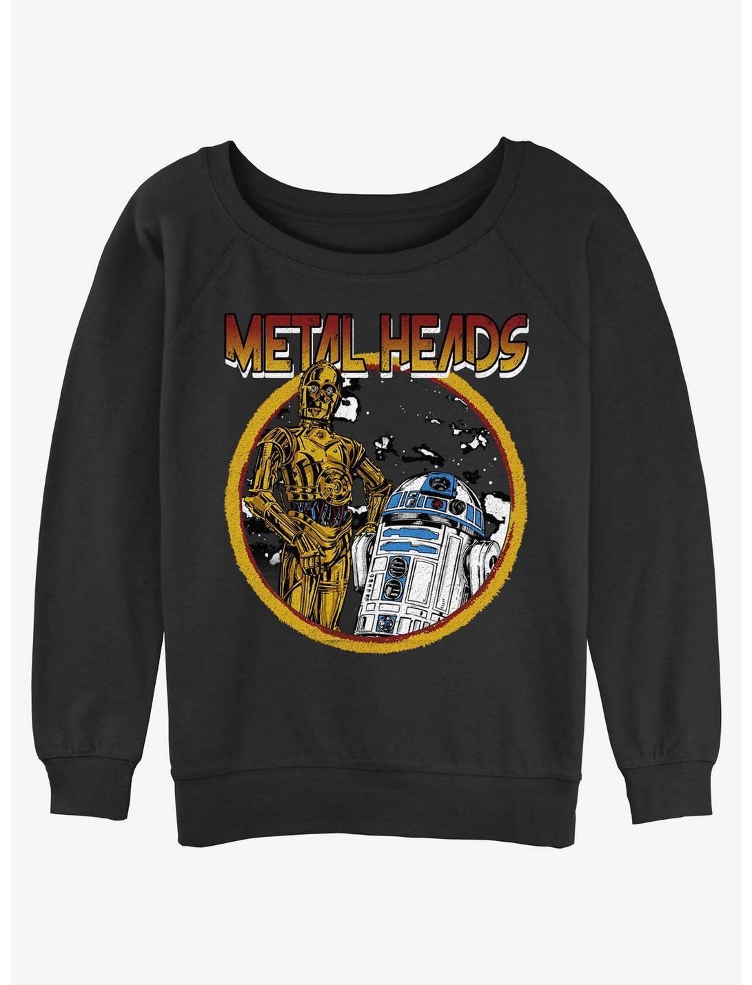 Star Wars Metal Droids C-3PO and R2-D2 Girls Slouchy Sweatshirt, BLACK, hi-res