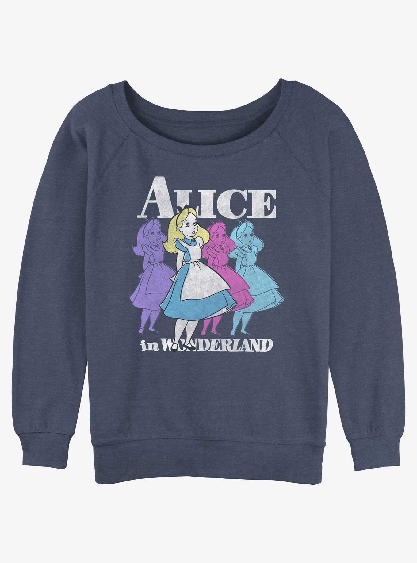 Disney Alice in Wonderland Trippy Alice Girls Slouchy Sweatshirt, BLUEHTR, hi-res