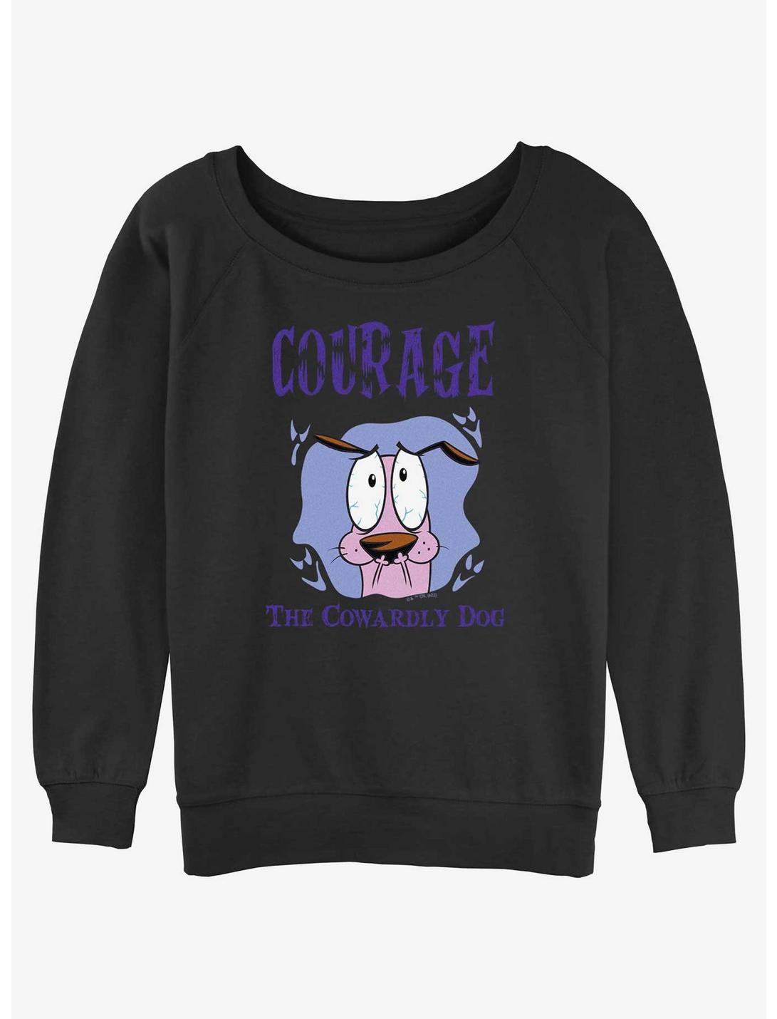 Cartoon Network Courage the Cowardly Dog Courage Portrait Girls Slouchy Sweatshirt, BLACK, hi-res