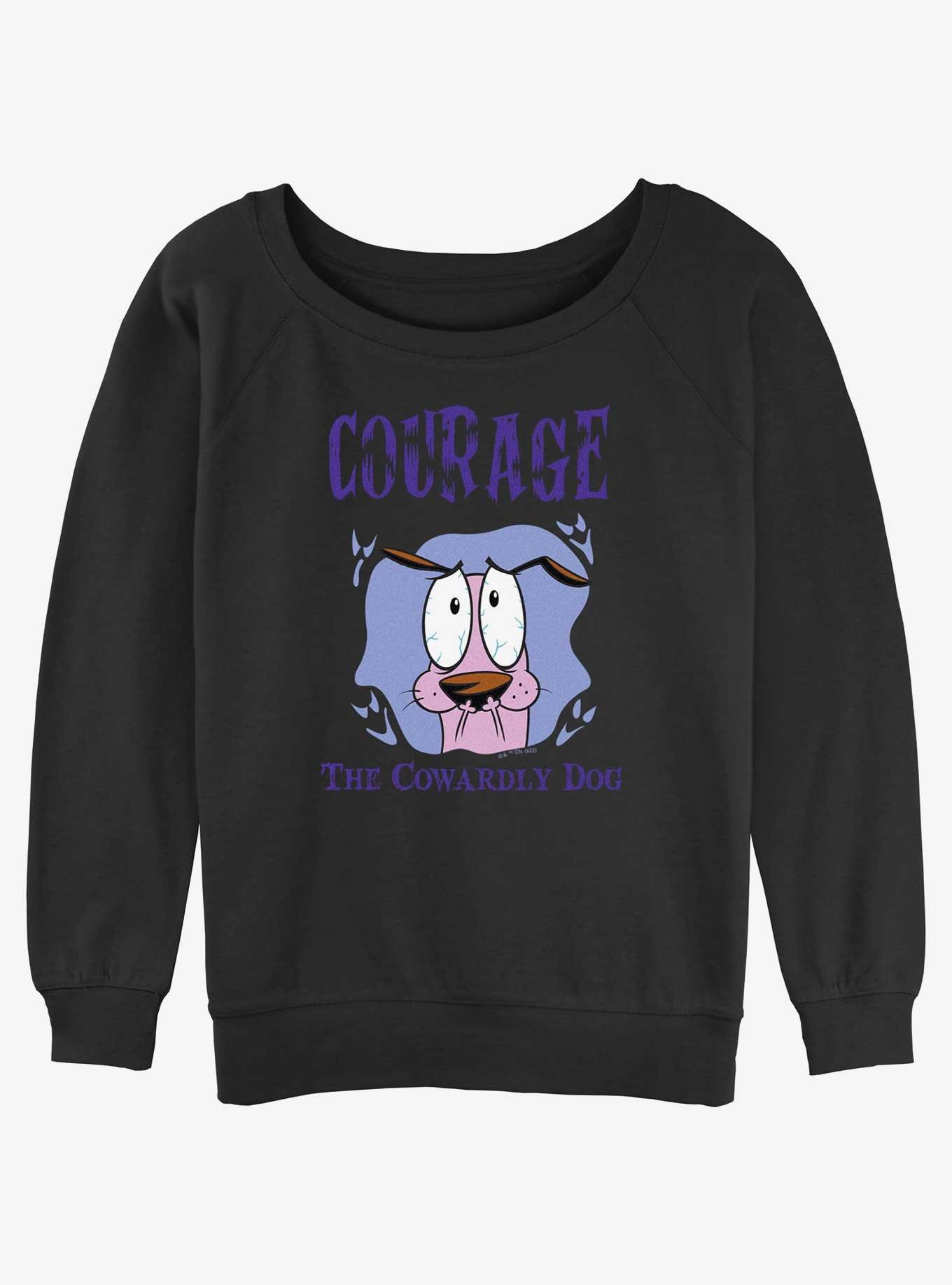 Cartoon Network Courage the Cowardly Dog Courage Portrait Girls Slouchy Sweatshirt, BLACK, hi-res