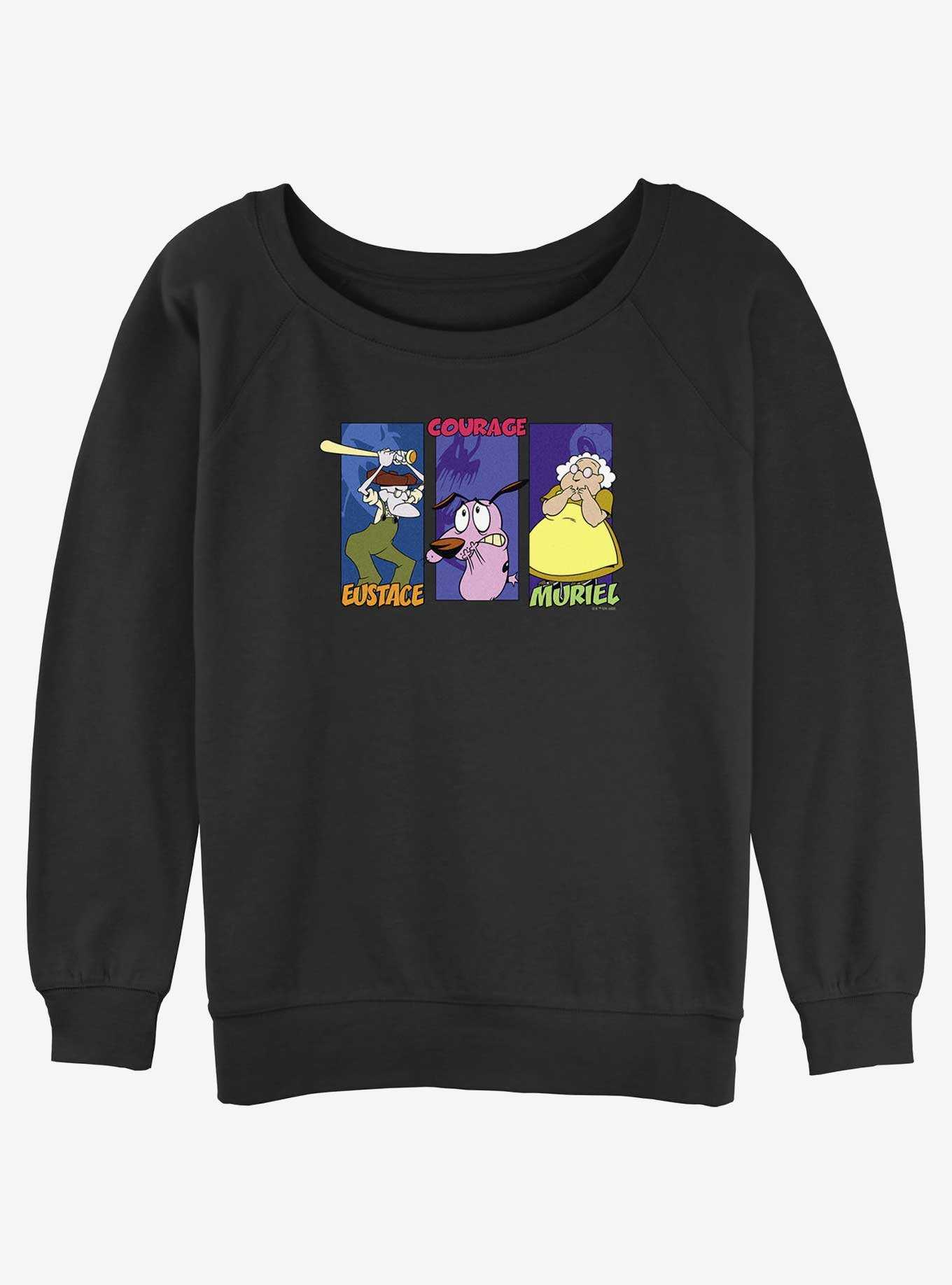 Cartoon Network Courage the Cowardly Dog The Family Eustace, Courage and Muriel Girls Slouchy Sweatshirt, , hi-res