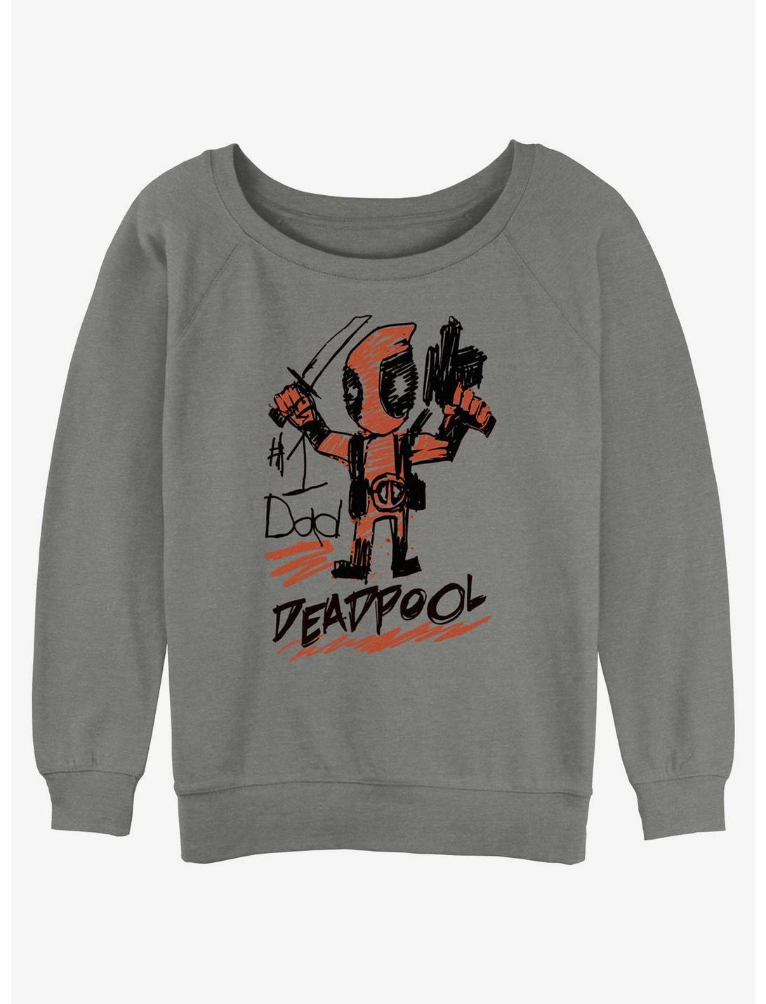 Marvel Deadpool Number 1 Dad Girls Slouchy Sweatshirt, GRAY HTR, hi-res